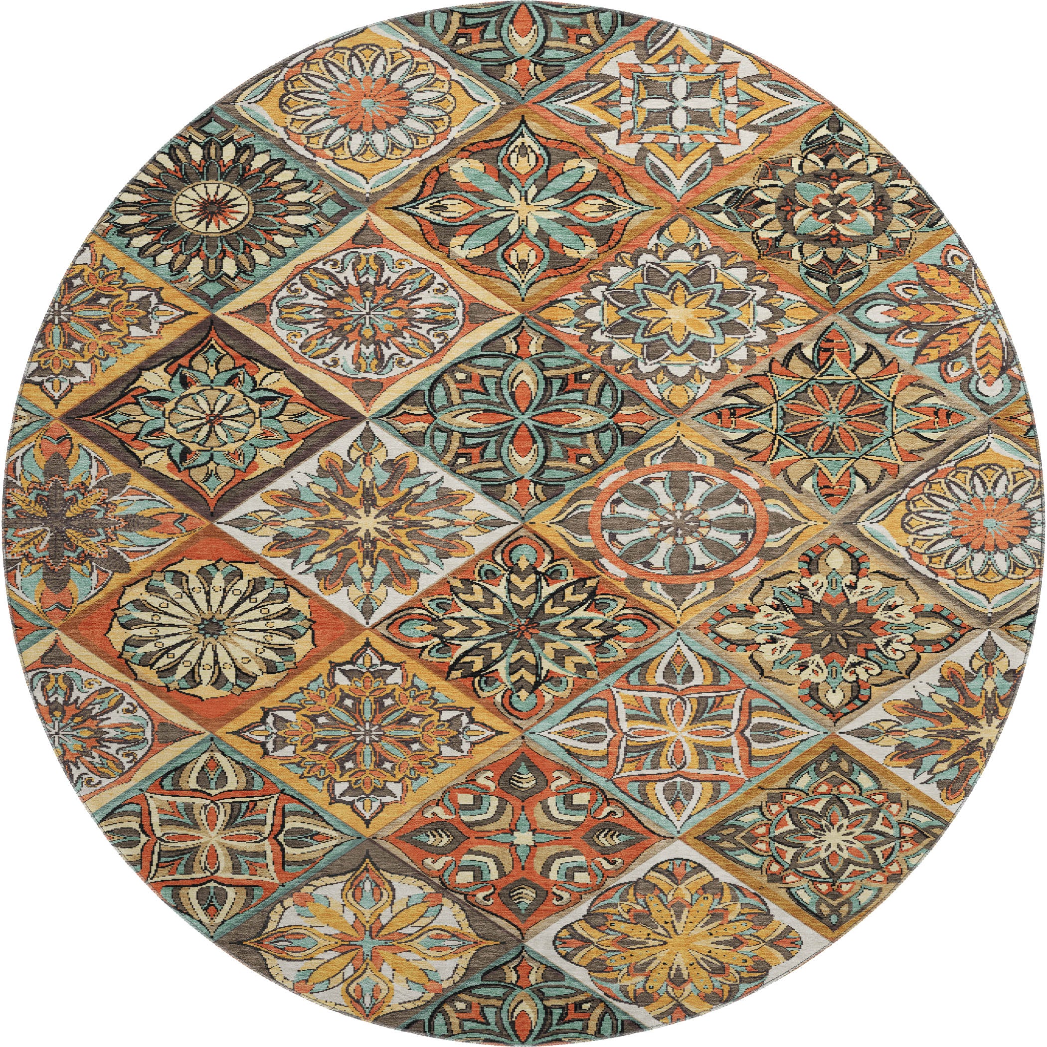 Tallinn Machine Washable Transitional Gold Rug 8' x 8' #shape_Round