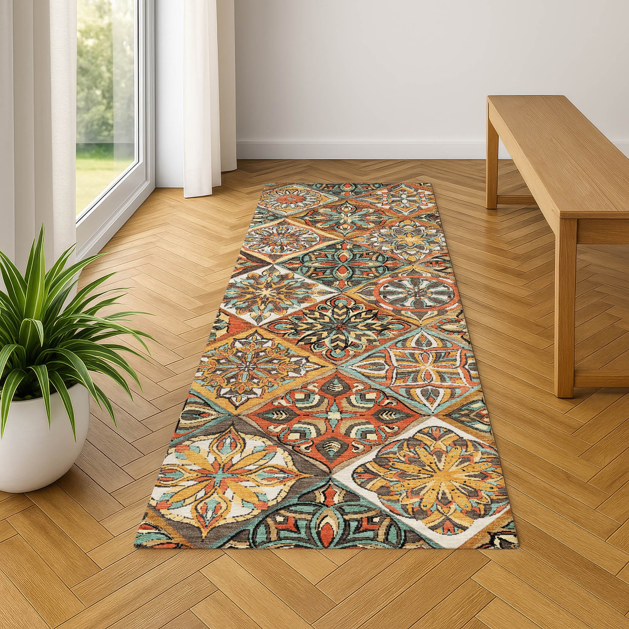 Tallinn Machine Washable Transitional Gold Rug 2'3" x 7'6" #shape_Runner