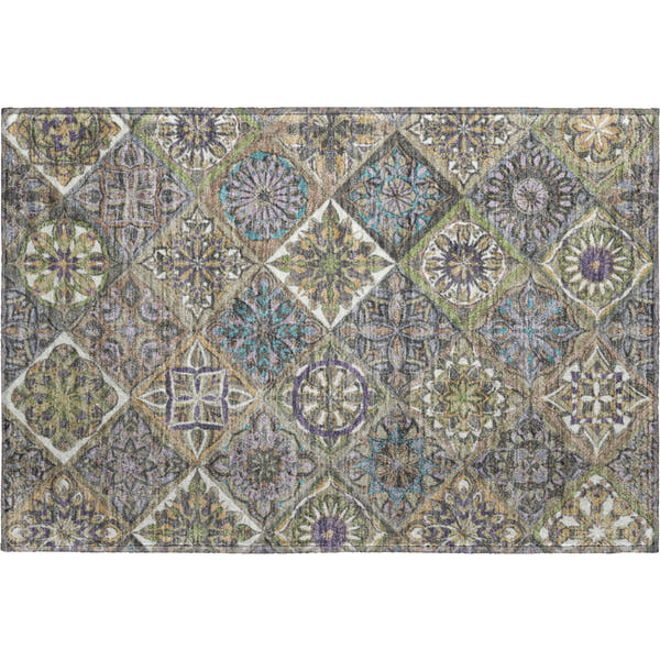 Tallinn Machine Washable Transitional Taupe Brown Rug 1'8" x 2'6"
