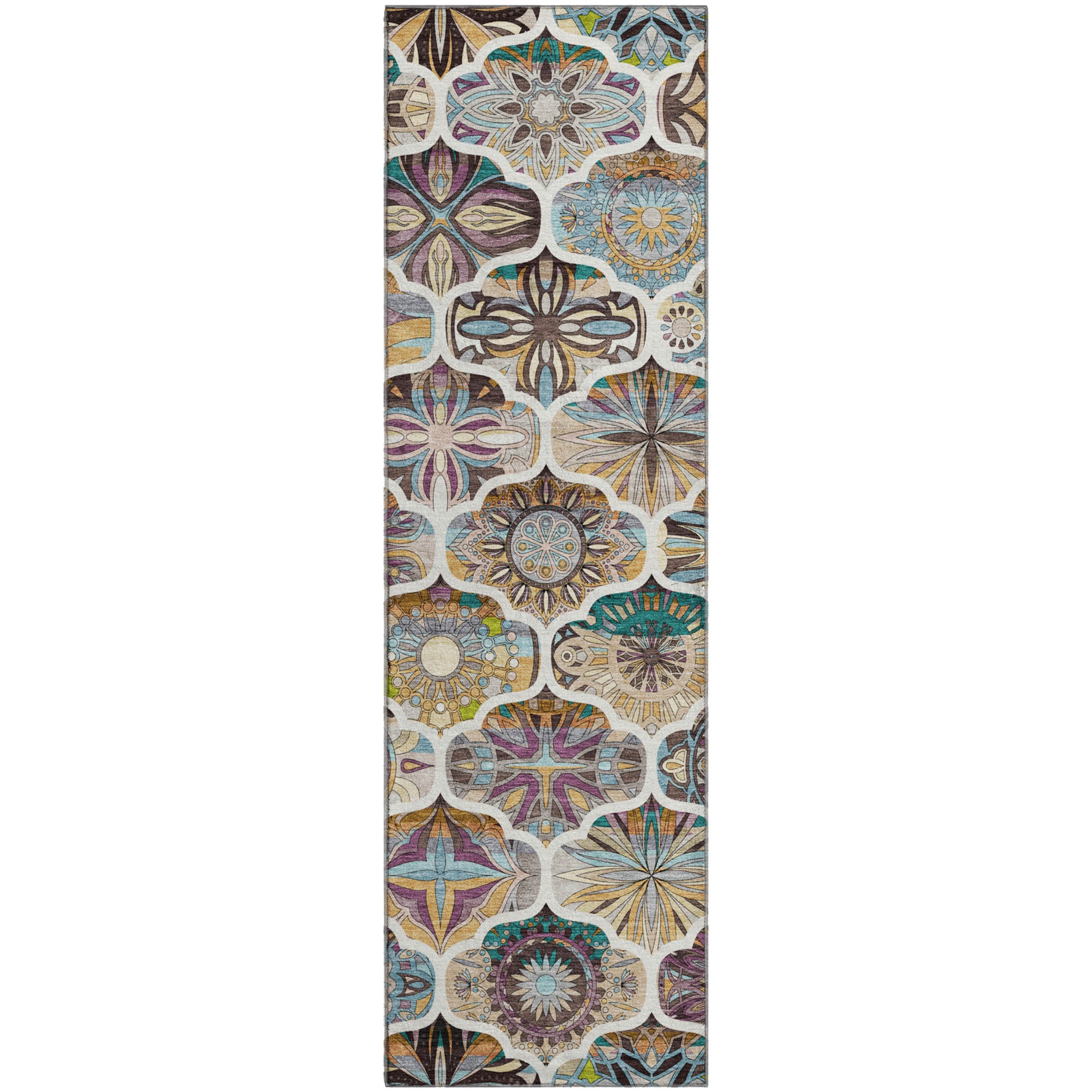 Montevideo Machine Washable Transitional Beige Brown Rug 2'3" x 7'6" #shape_Runner