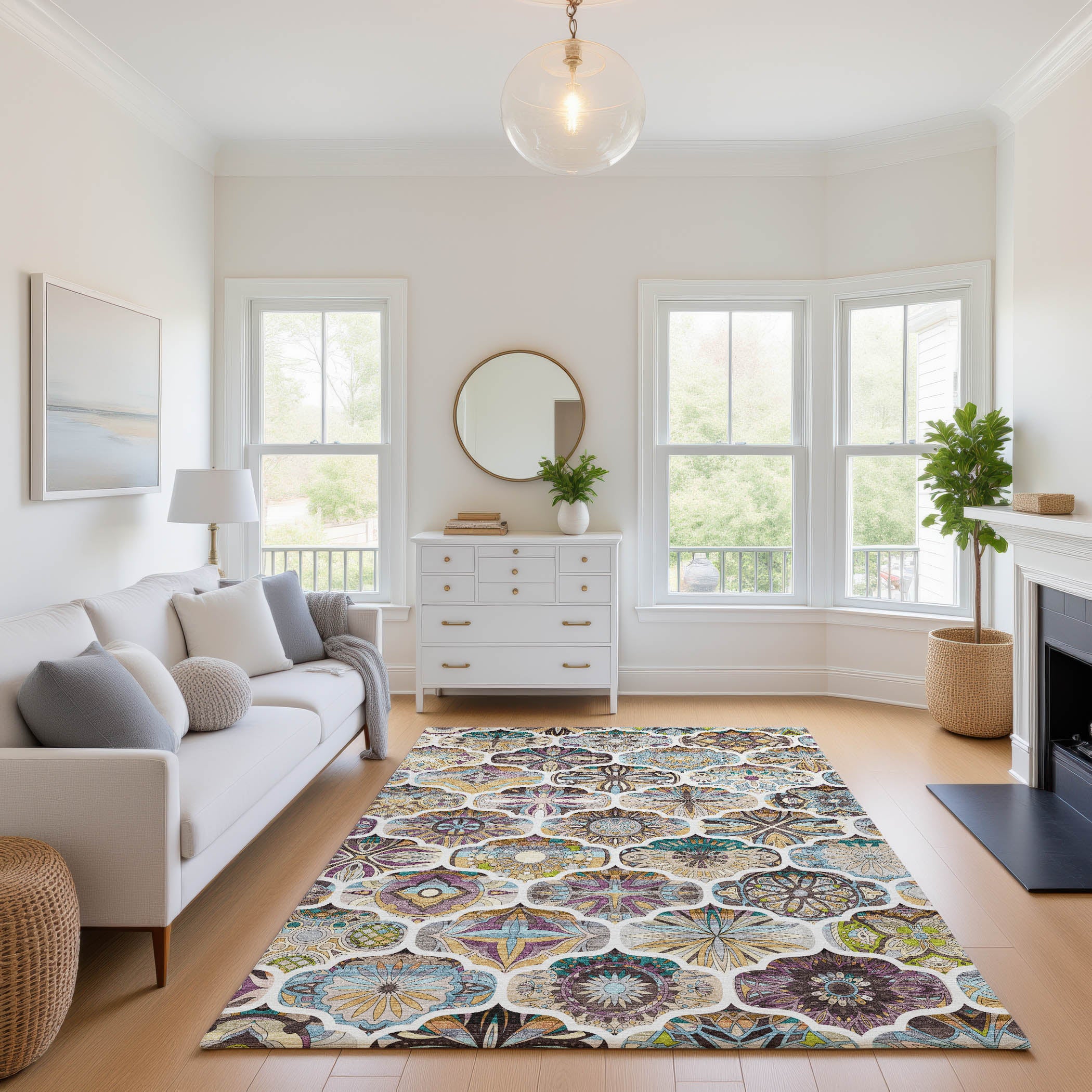 Montevideo Machine Washable Transitional Beige Brown Rug 2'6" x 3'10" #shape_Rectangle