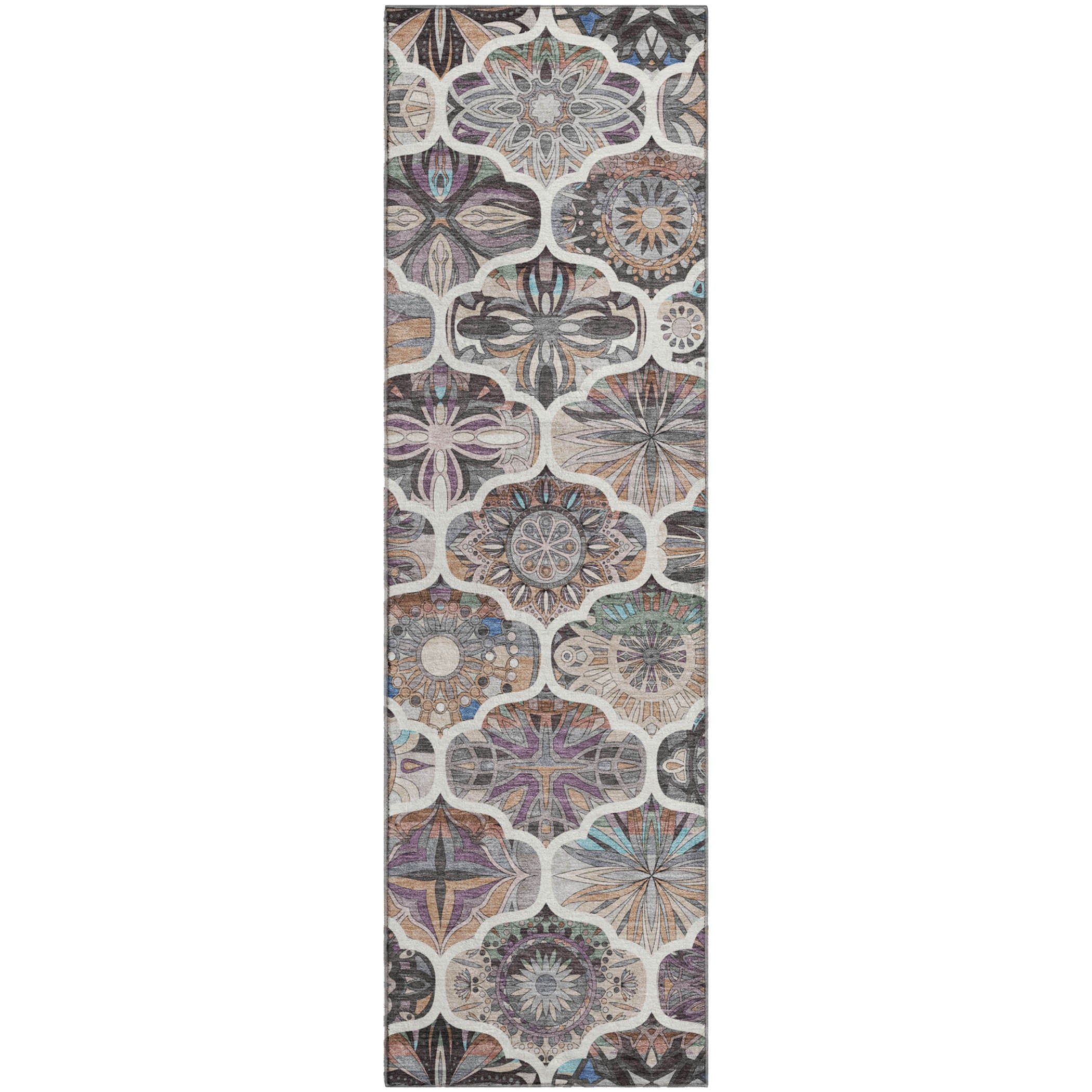 Montevideo Machine Washable Transitional Gray Rug 2'3" x 7'6" #shape_Runner