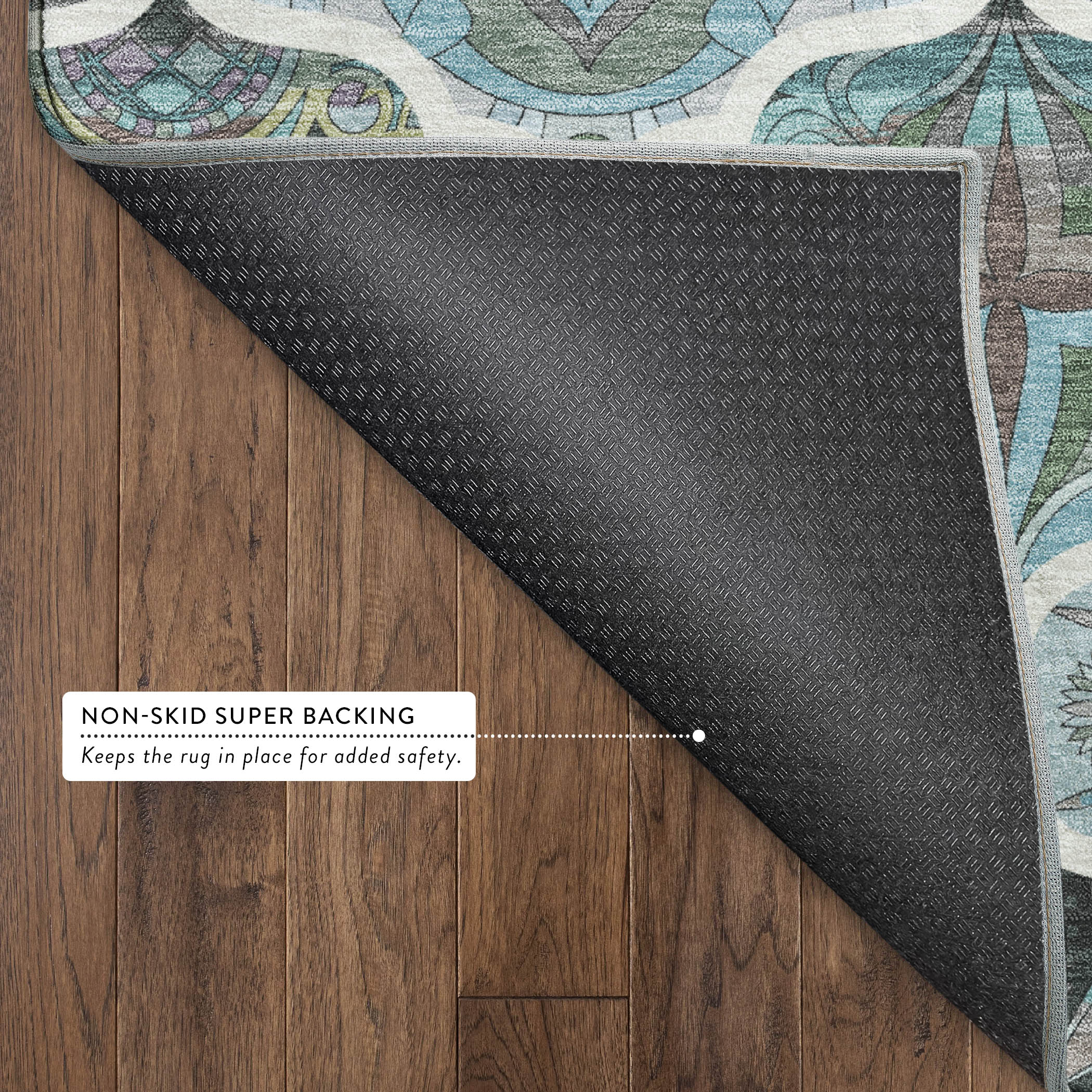 Montevideo Machine Washable Transitional Teal Rug 1'8" x 2'6" #shape_Rectangle