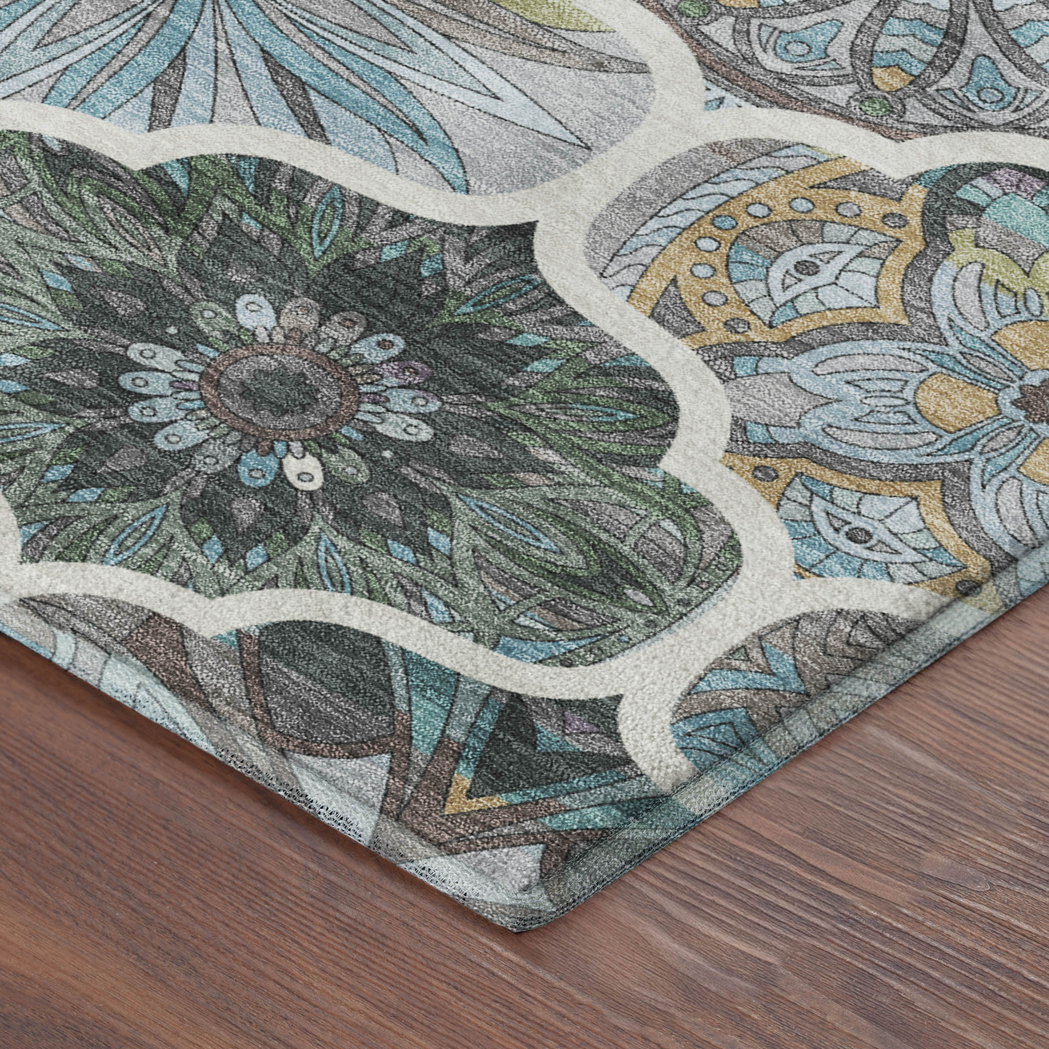 Montevideo Machine Washable Transitional Teal Rug 1'8" x 2'6" #shape_Rectangle