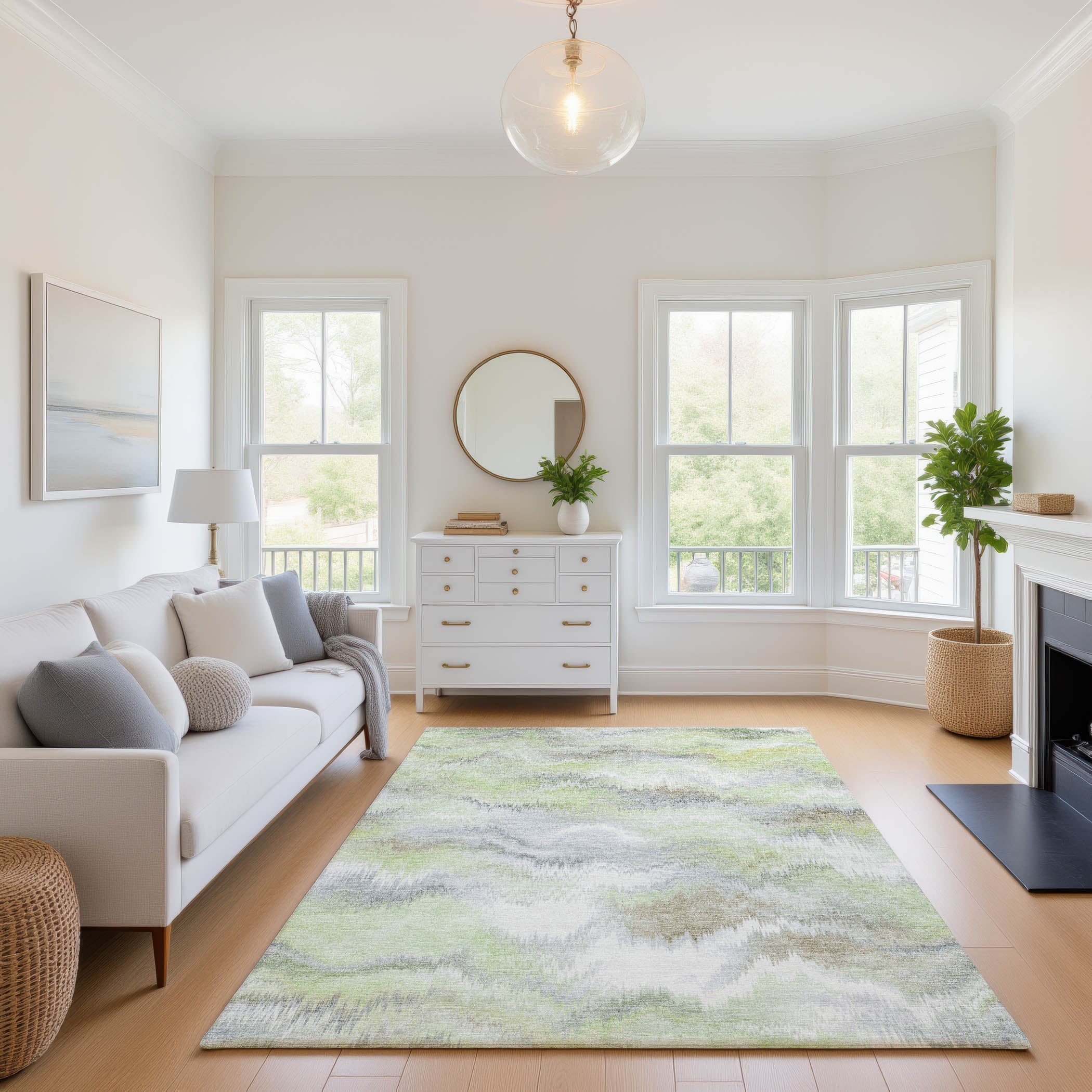 Sintra Machine Washable Transitional Aloe Green Rug 2'6" x 3'10" #shape_Rectangle