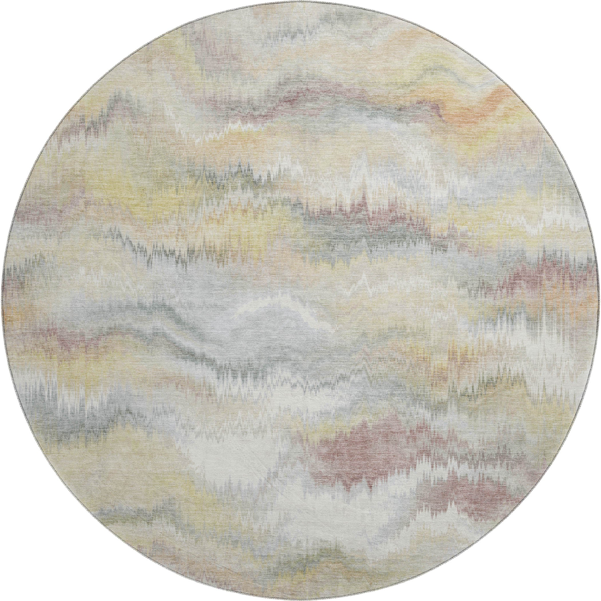 Sintra Machine Washable Transitional Beige Brown Rug 8' x 8' #shape_Round