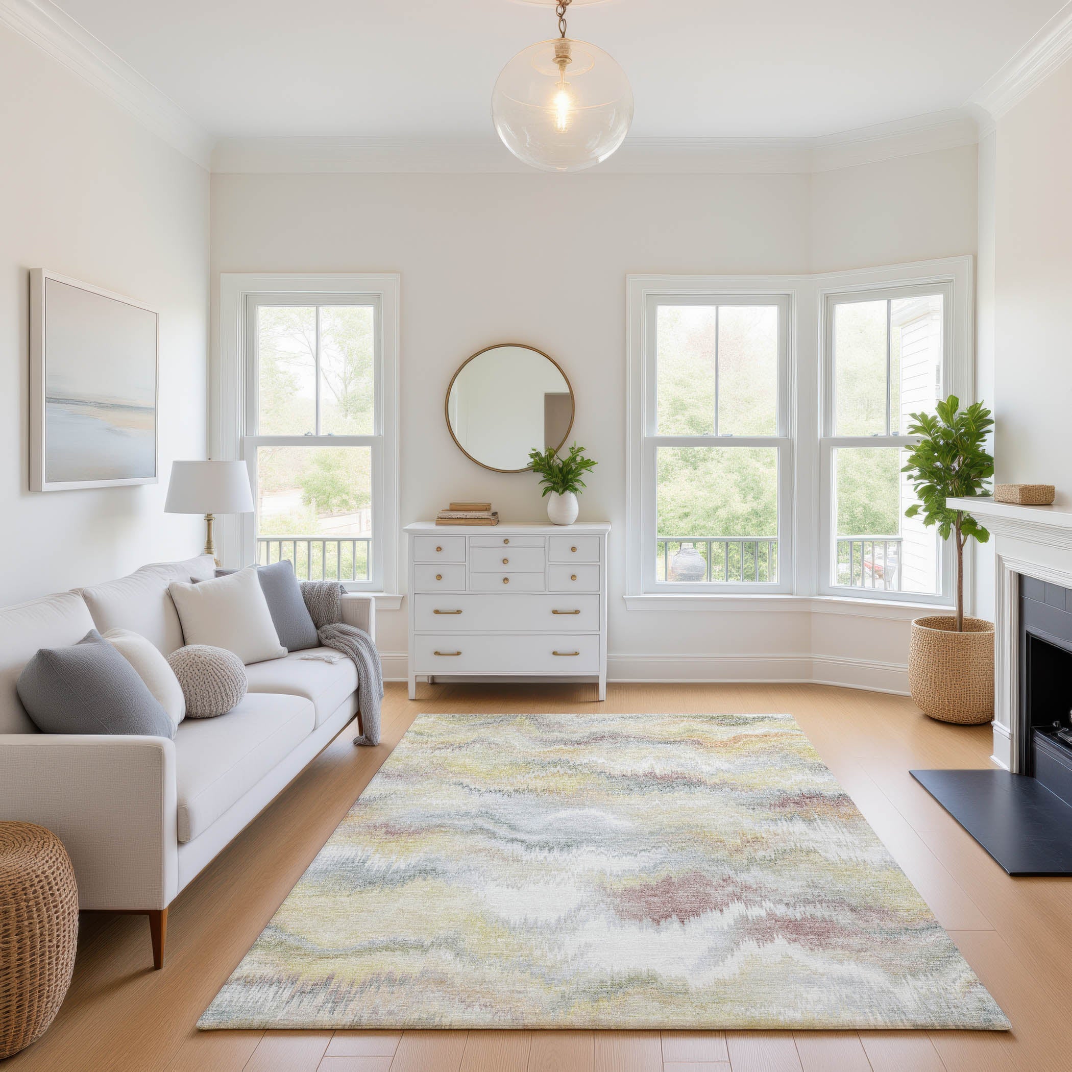 Sintra Machine Washable Transitional Beige Brown Rug 2'6" x 3'10" #shape_Rectangle