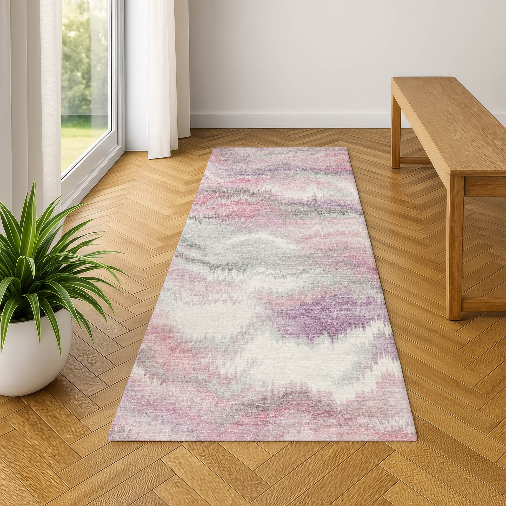 Sintra Machine Washable Transitional Blush Pink Rug 2'3" x 7'6" #shape_Runner