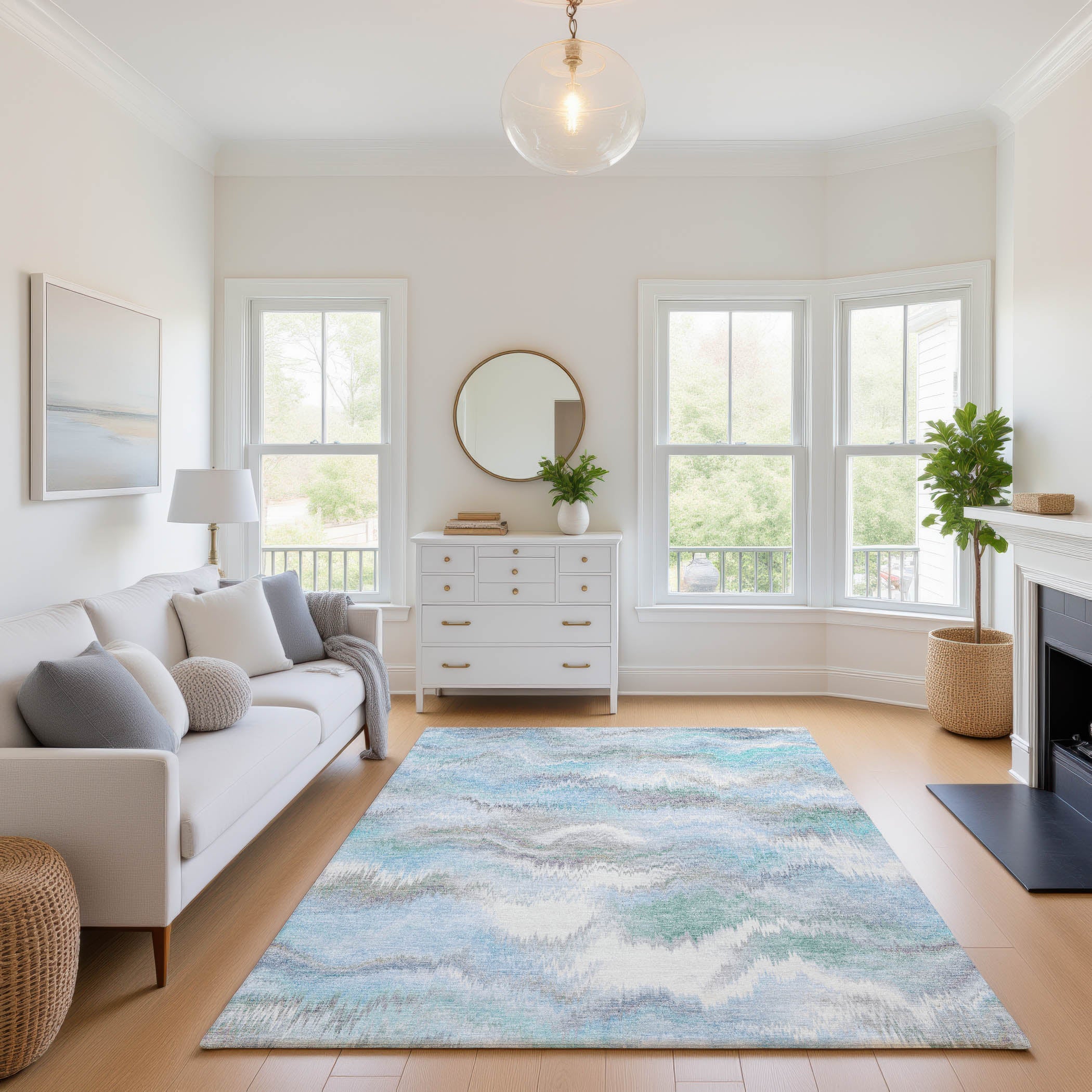 Sintra Machine Washable Transitional Denim Blue Rug 2'6" x 3'10" #shape_Rectangle