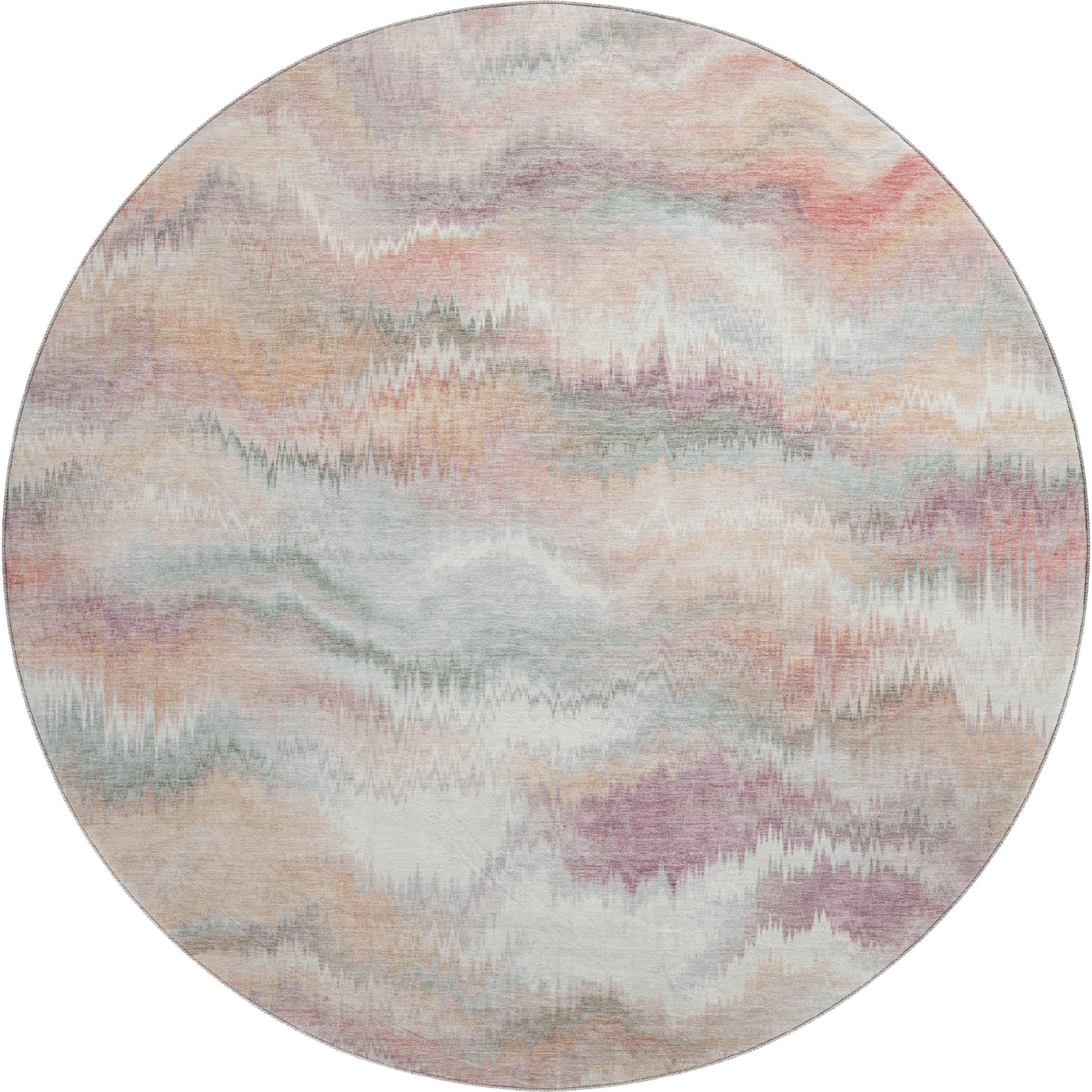 Sintra Machine Washable Transitional Peach Orange Rug 8' x 8' #shape_Round