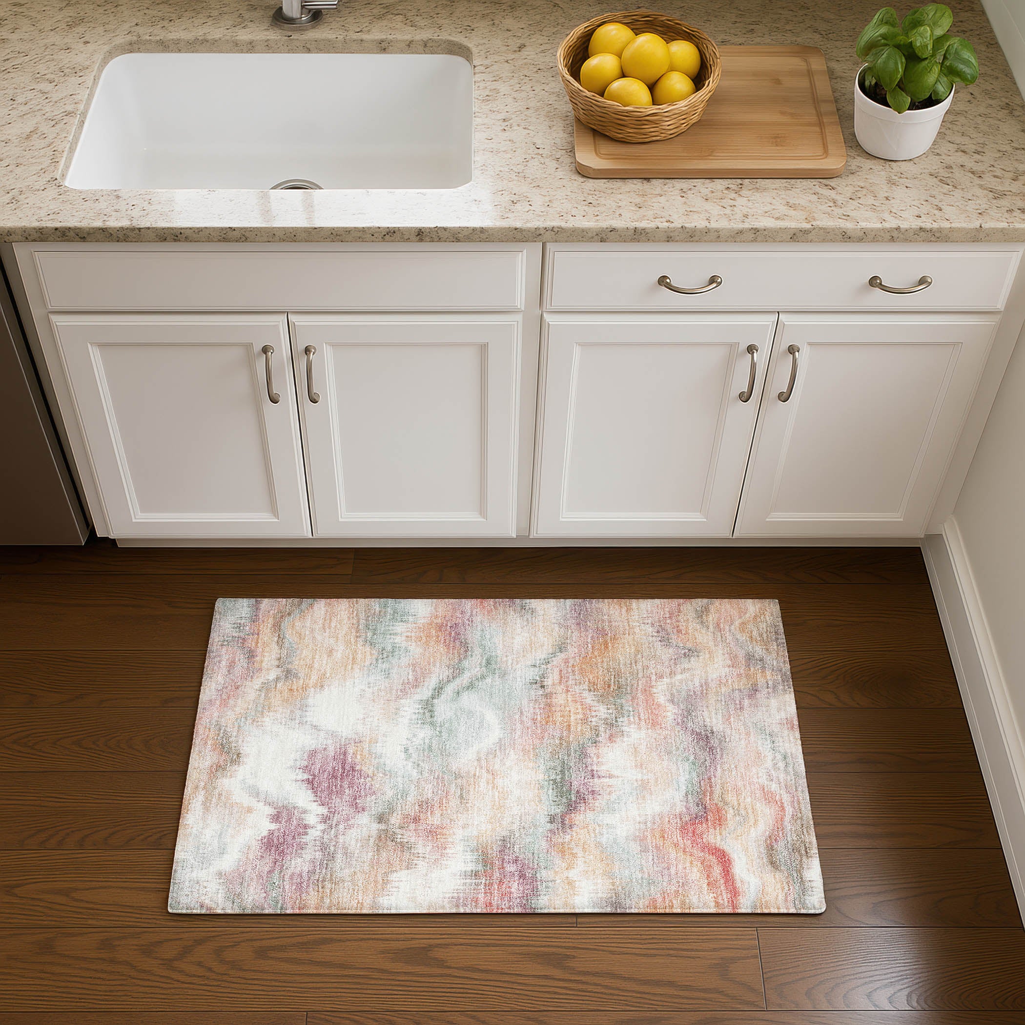 Sintra Machine Washable Transitional Peach Orange Rug 1'8" x 2'6" #shape_Rectangle