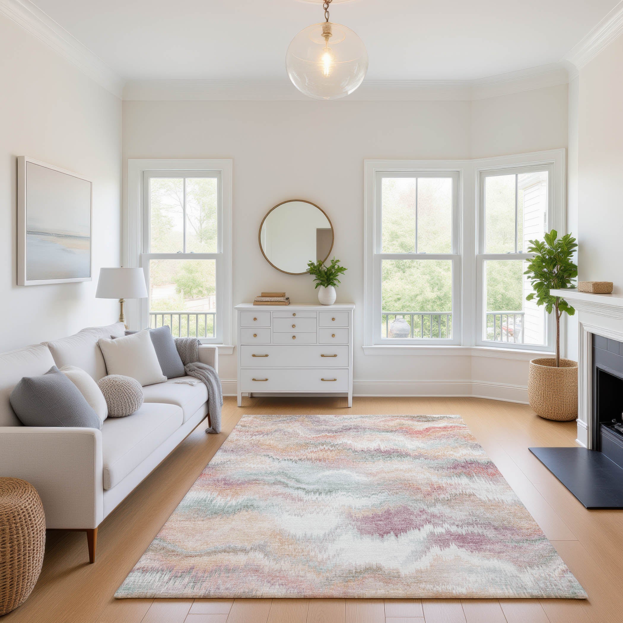 Sintra Machine Washable Transitional Peach Orange Rug 2'6" x 3'10" #shape_Rectangle