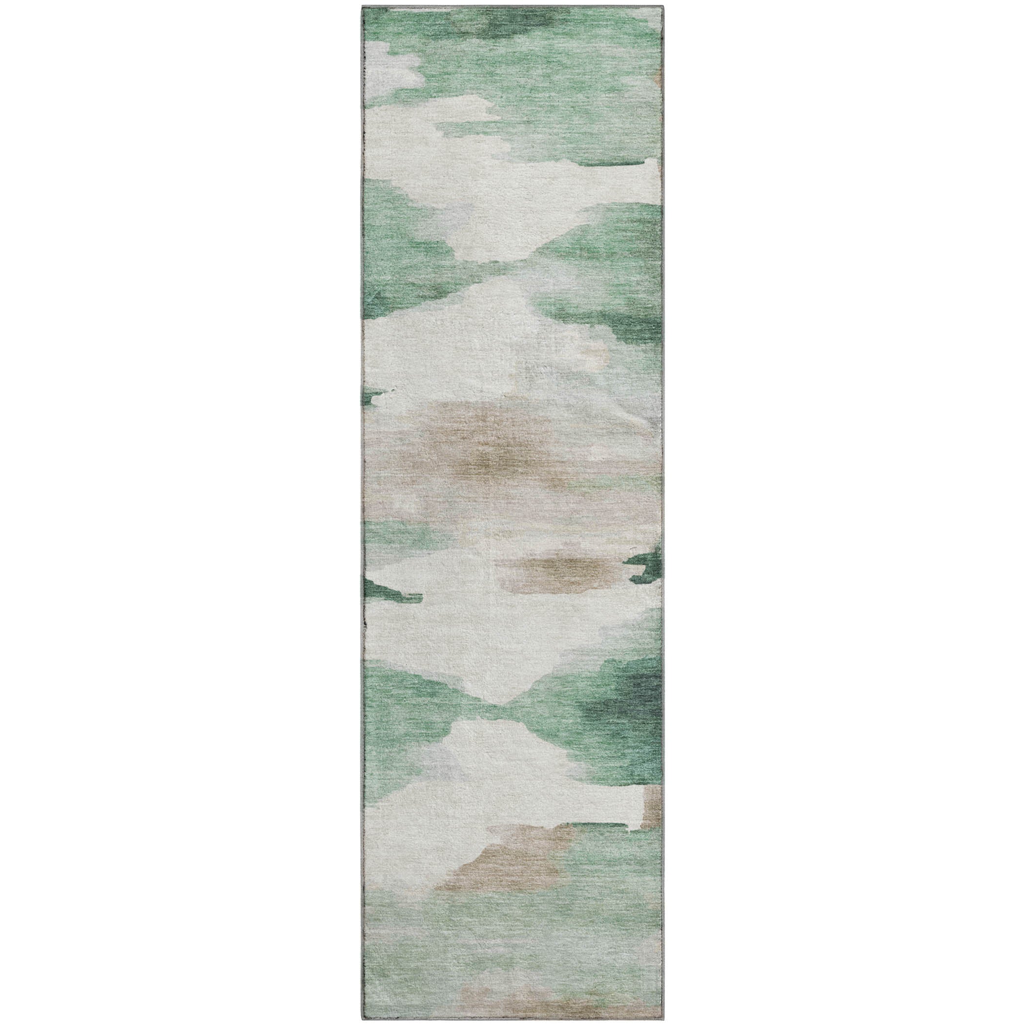 Dubrovnik Machine Washable Transitional Green Rug 2'3" x 7'6" #shape_Runner