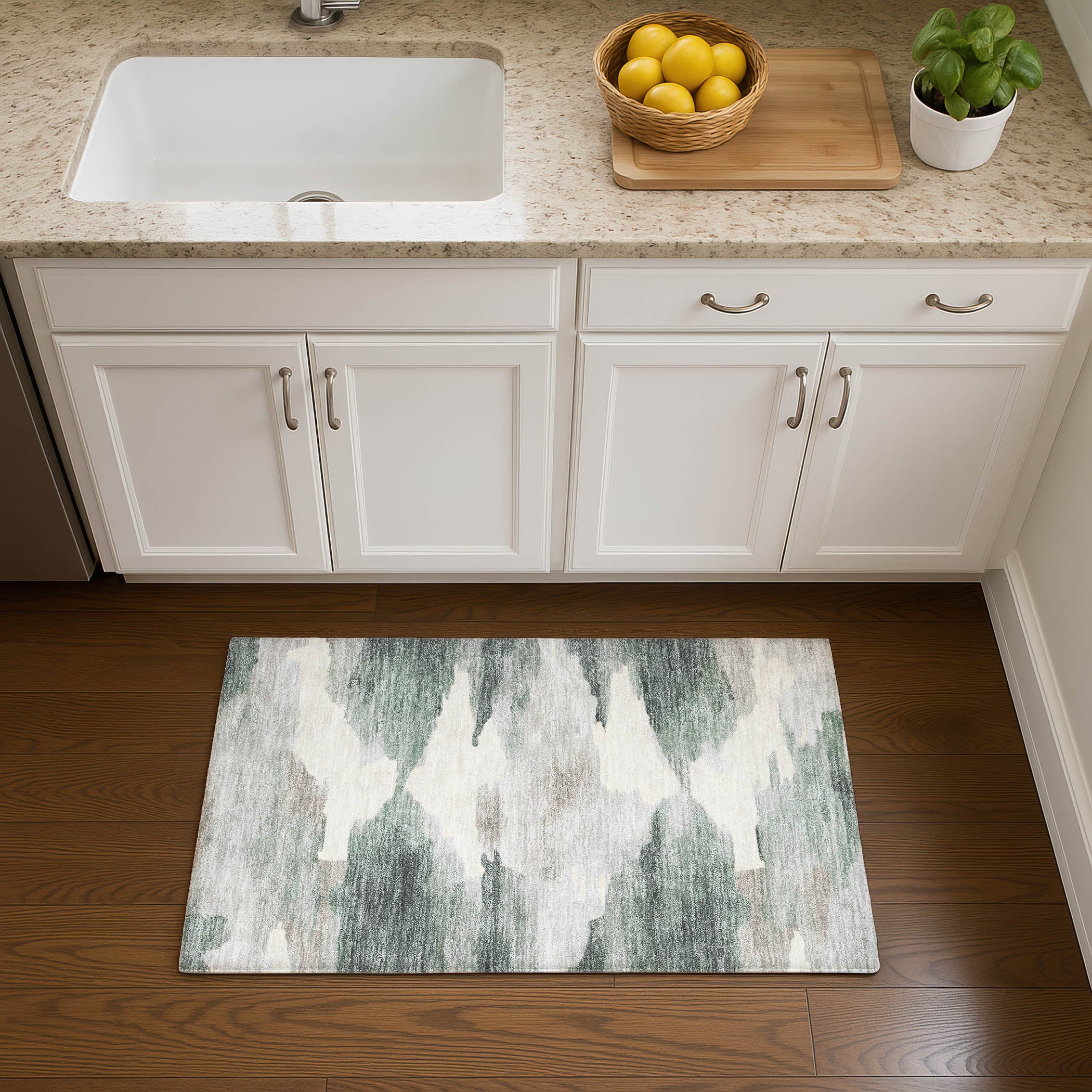Dubrovnik Machine Washable Transitional Sage Green Rug 1'8" x 2'6" #shape_Rectangle