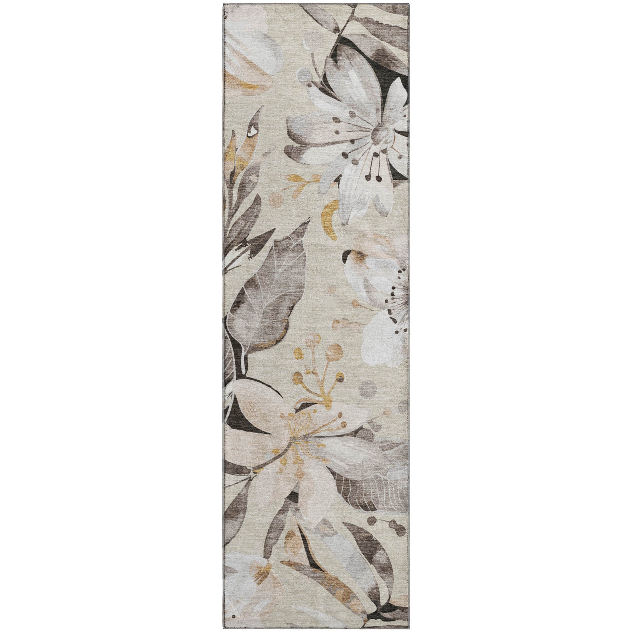 Nairobi Machine Washable Transitional Beige Brown Rug 2'3" x 7'6" #shape_Runner