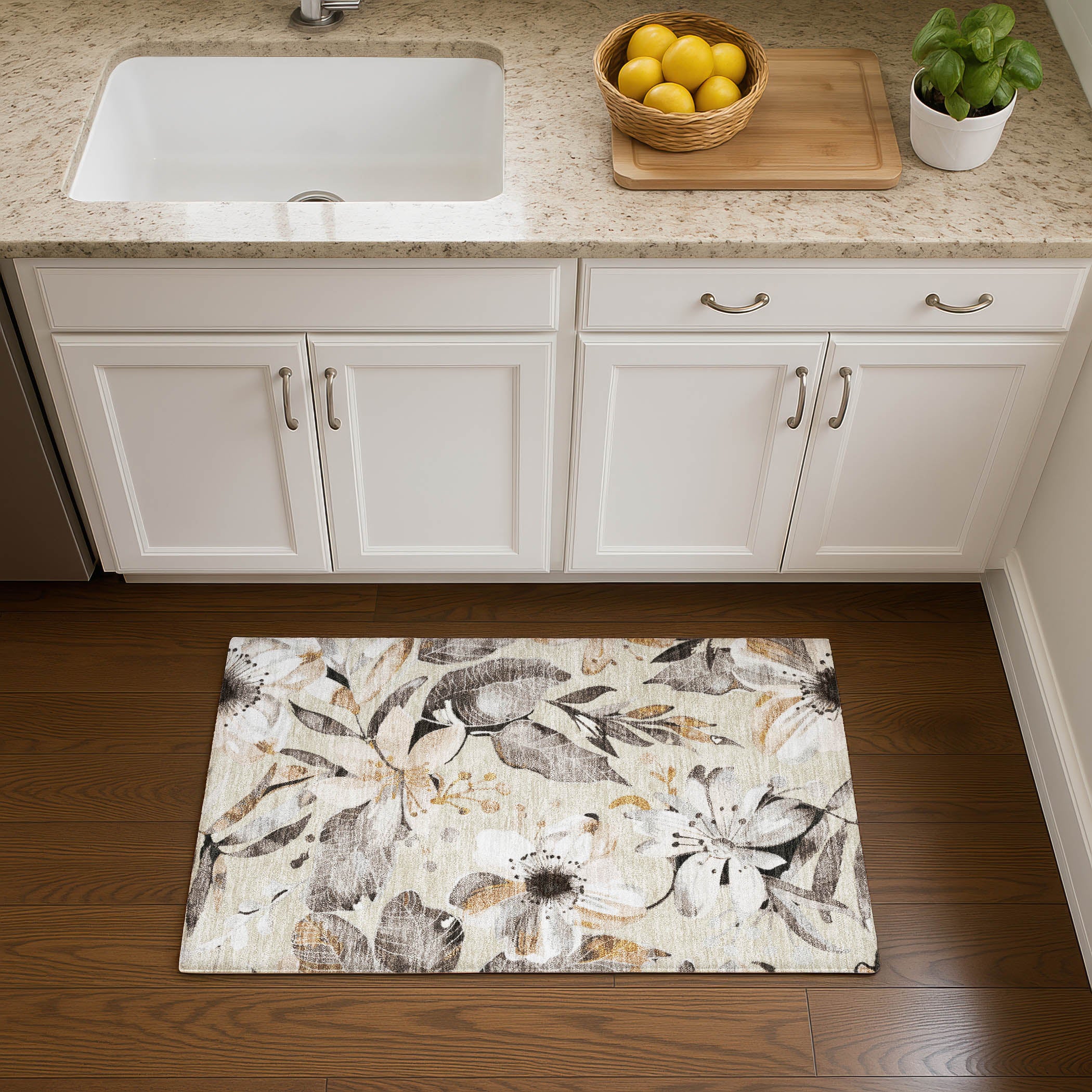 Nairobi Machine Washable Transitional Beige Brown Rug 1'8" x 2'6" #shape_Rectangle