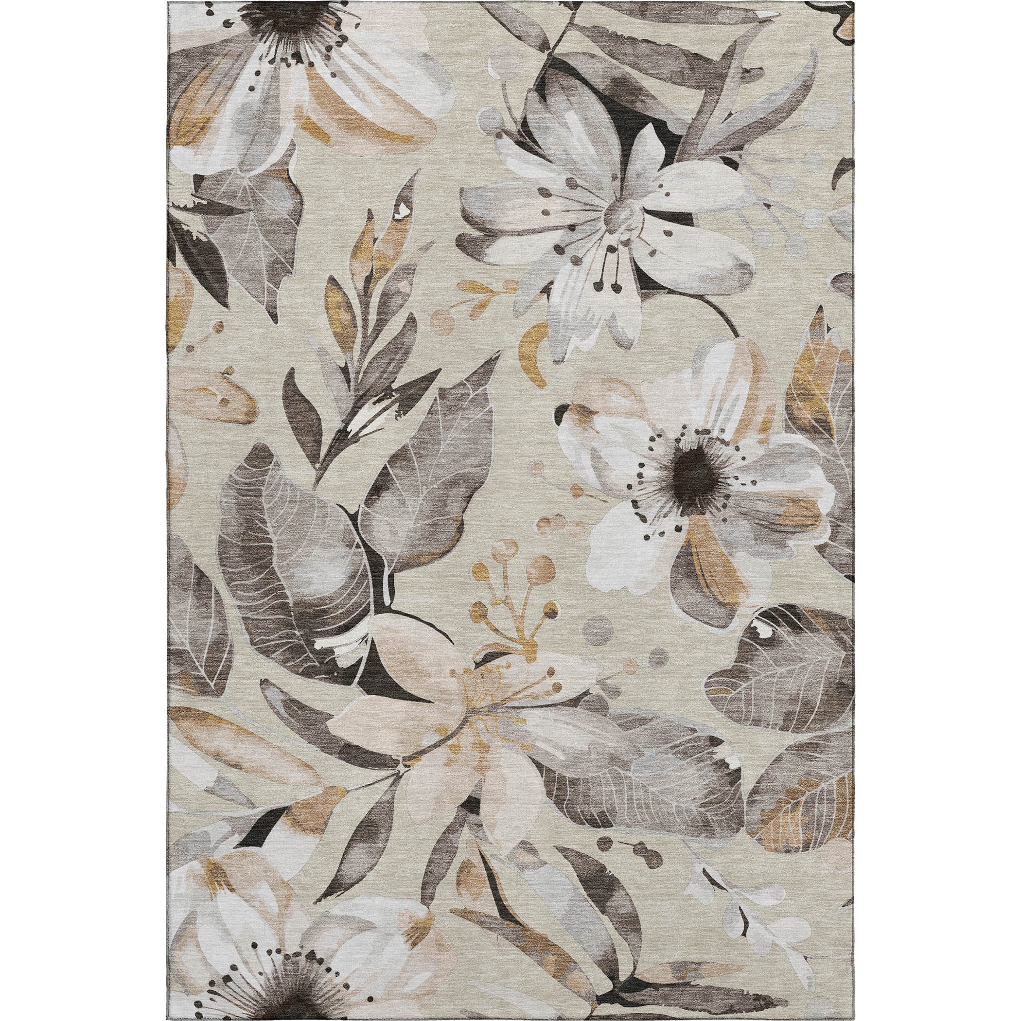 Nairobi Machine Washable Transitional Beige Brown Rug 2'6" x 3'10" #shape_Rectangle