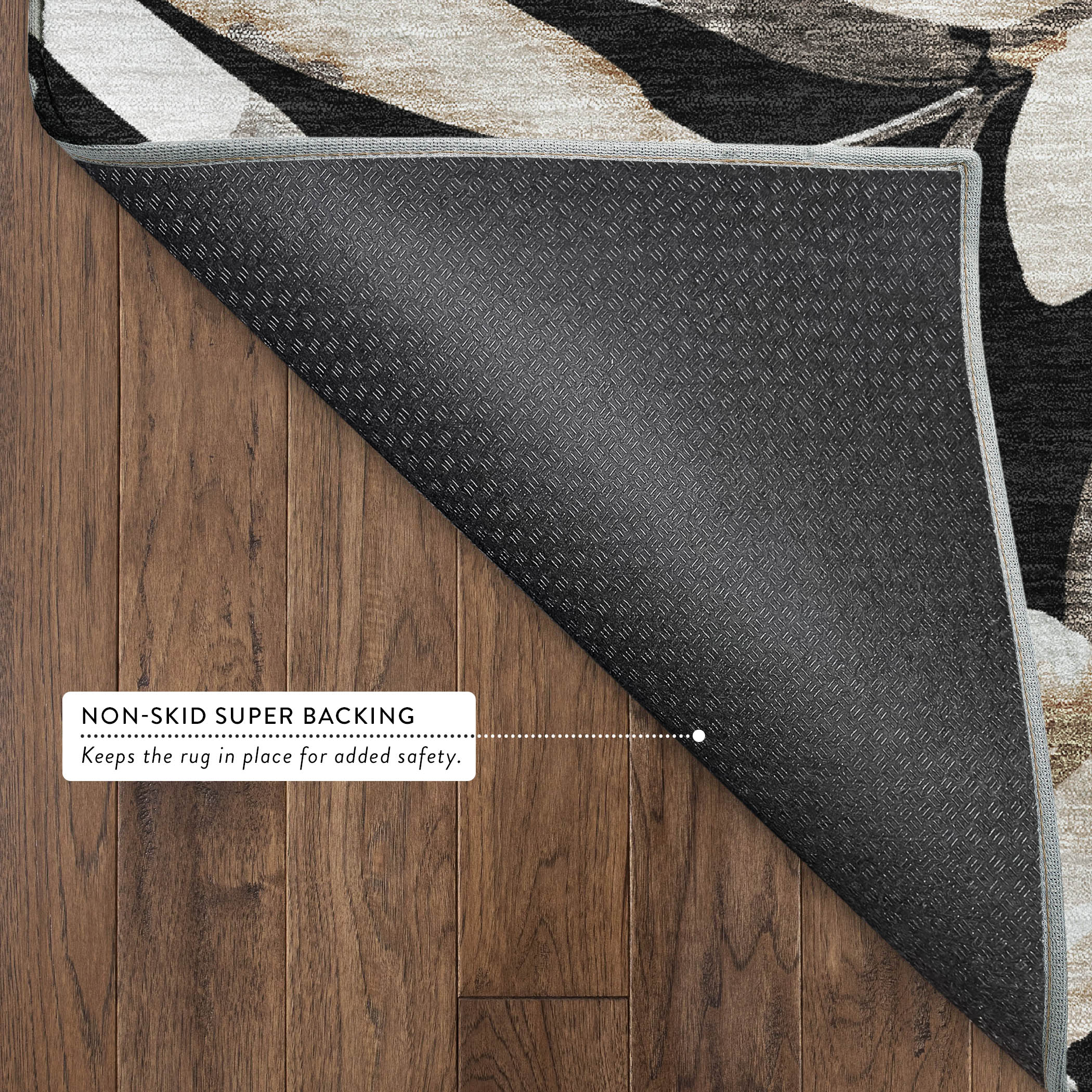 Nairobi Machine Washable Transitional Black Rug 1'8" x 2'6" #shape_Rectangle