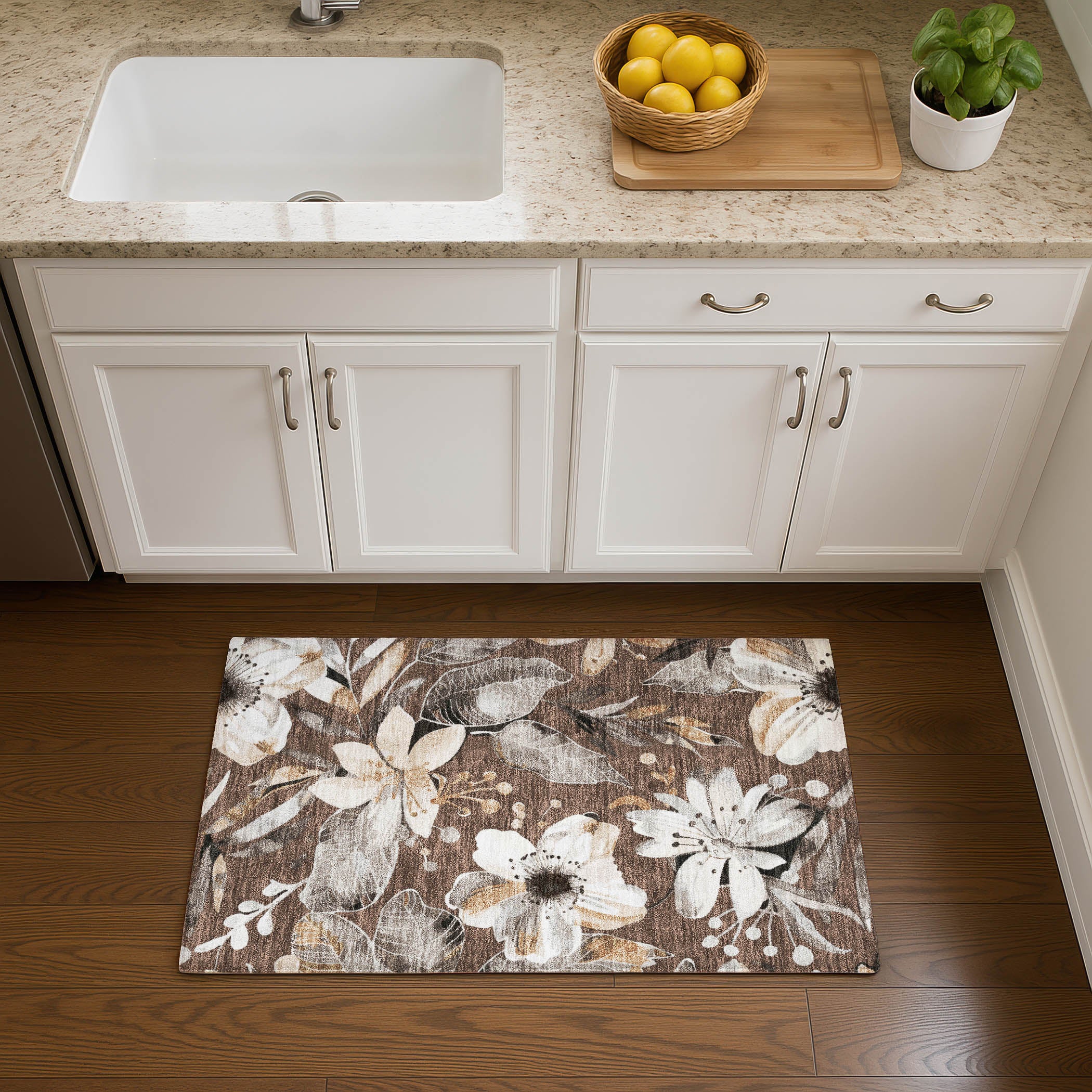 Nairobi Machine Washable Transitional Chocolate Brown Rug 1'8" x 2'6" #shape_Rectangle