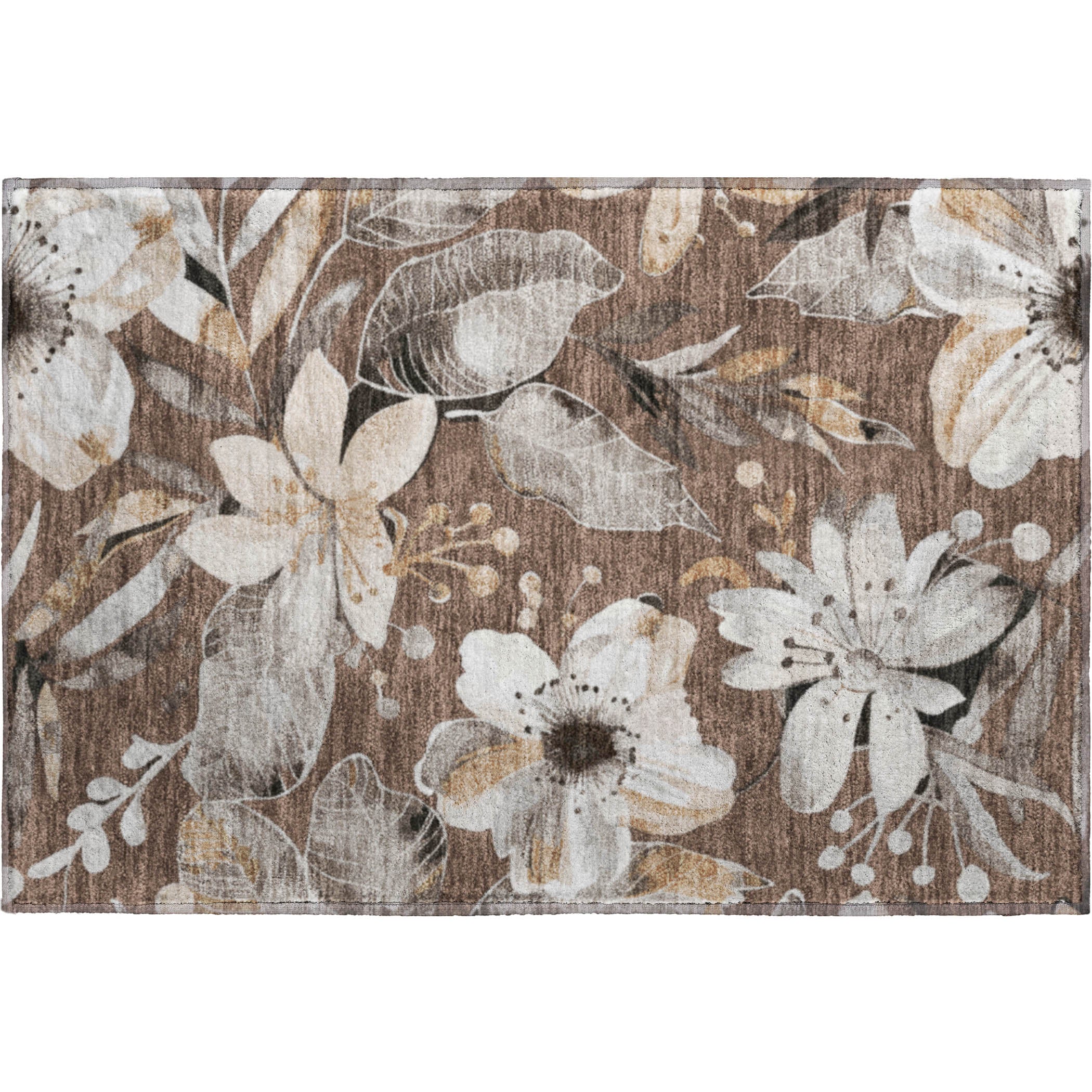 Nairobi Machine Washable Transitional Chocolate Brown Rug 1'8" x 2'6" #shape_Rectangle