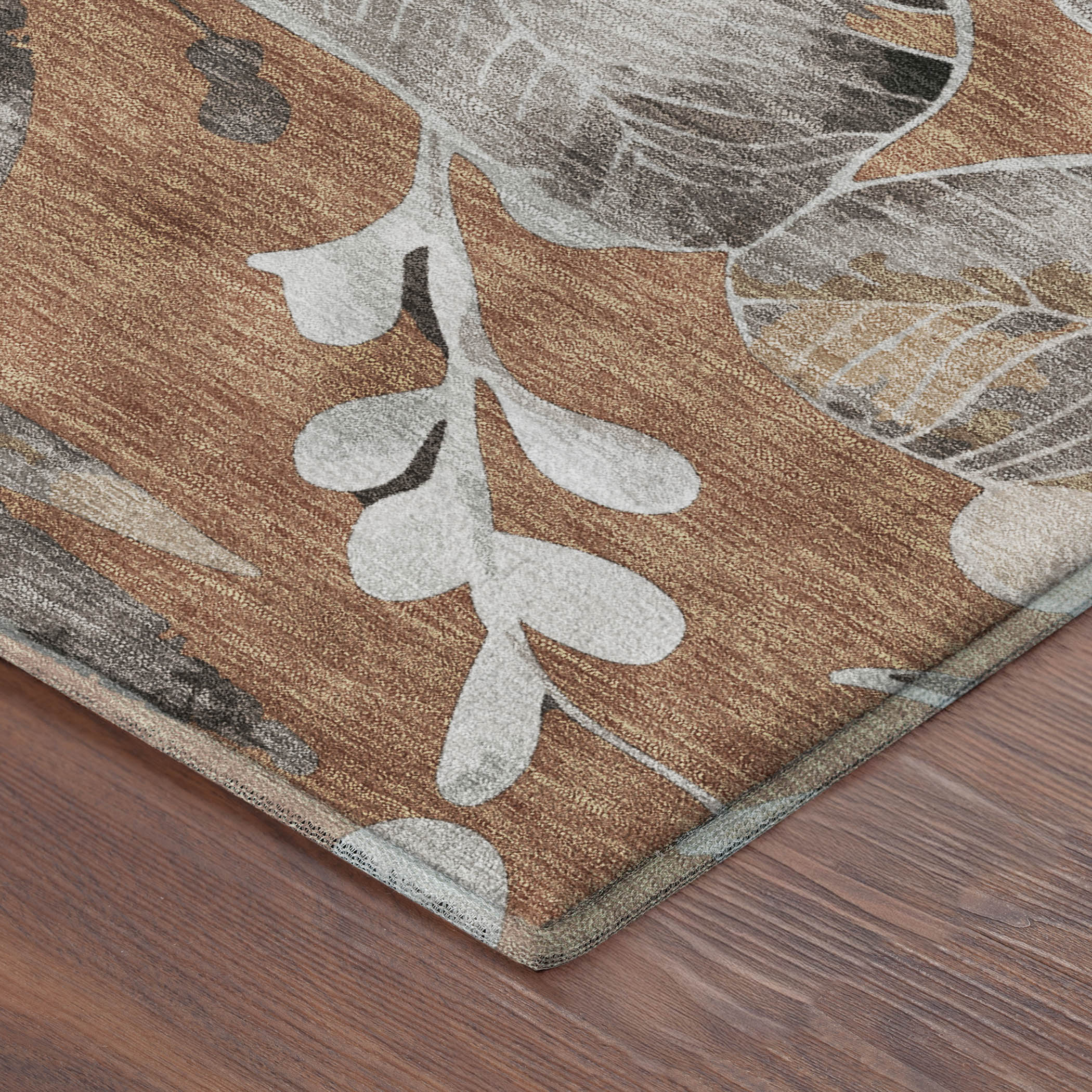 Nairobi Machine Washable Transitional Copper Orange Rug 1'8" x 2'6" #shape_Rectangle