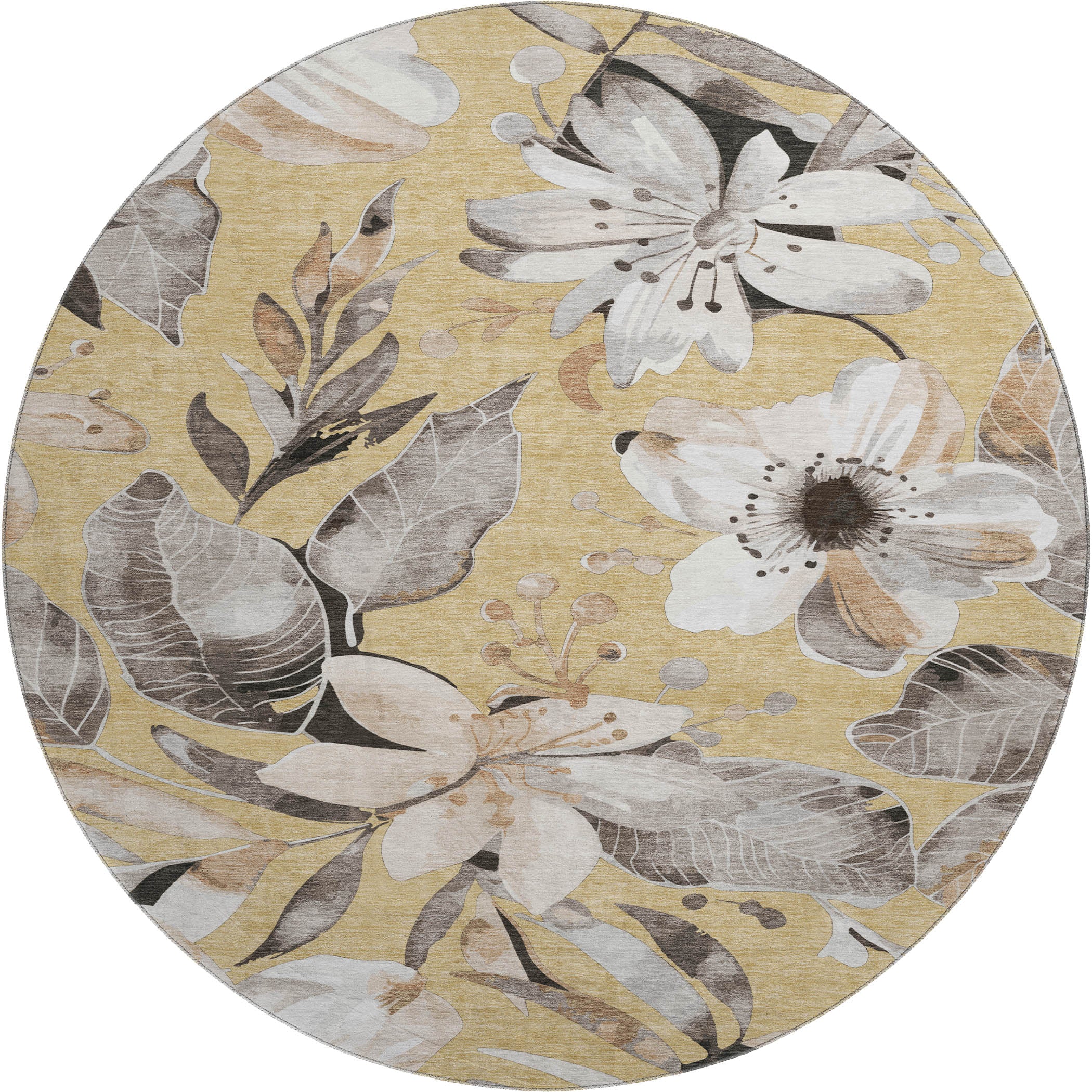 Nairobi Machine Washable Transitional Gold Rug 8' x 8' #shape_Round