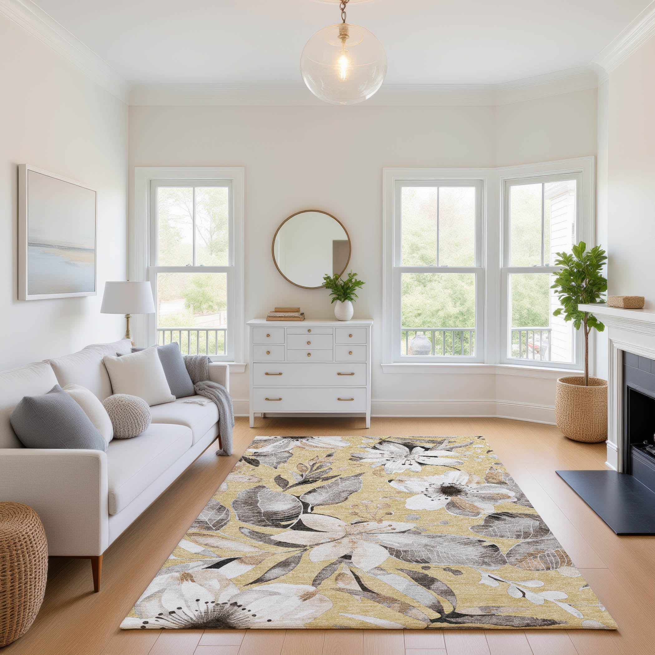 Nairobi Machine Washable Transitional Gold Rug 2'6" x 3'10" #shape_Rectangle
