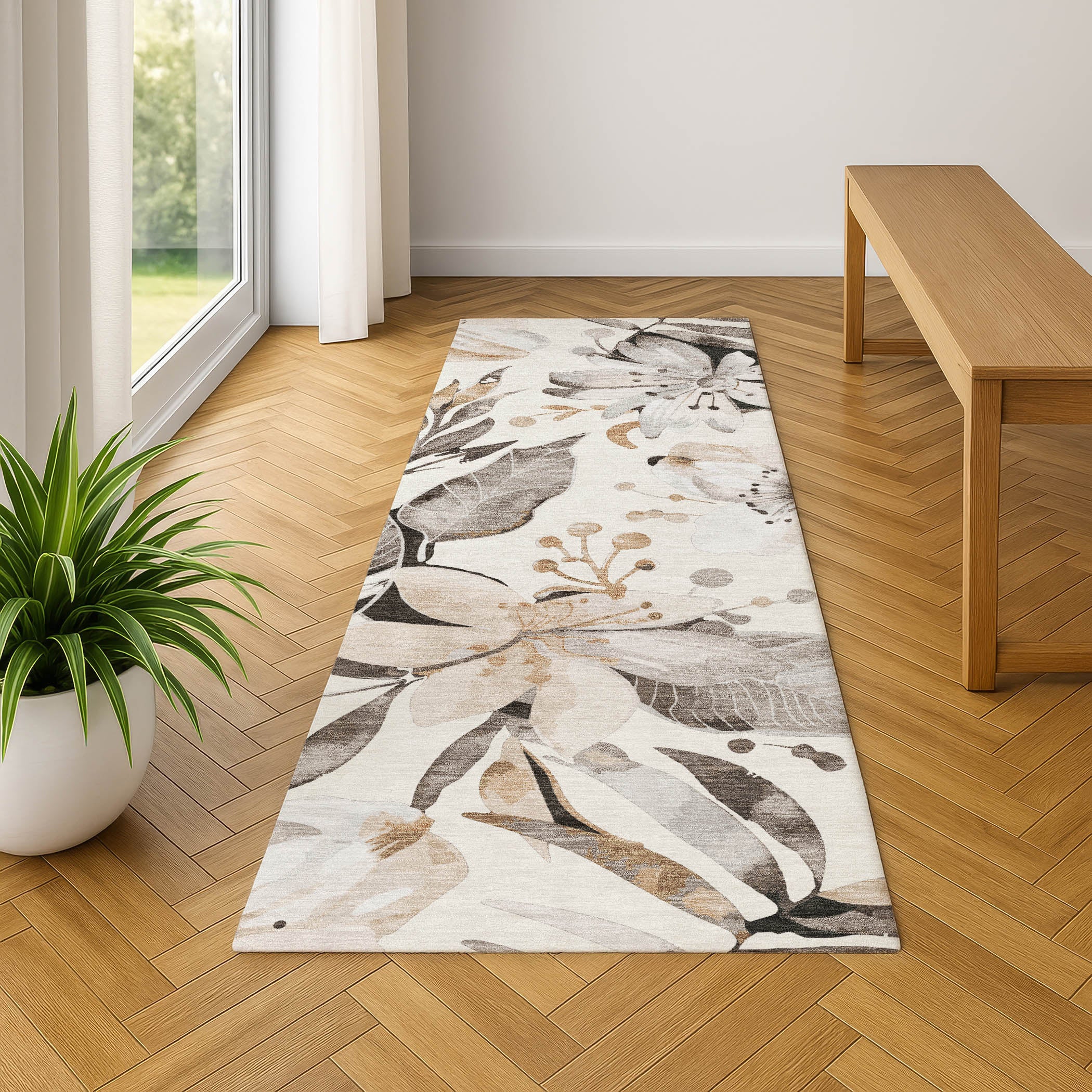 Nairobi Machine Washable Transitional Ivory Rug 2'3" x 7'6" #shape_Runner
