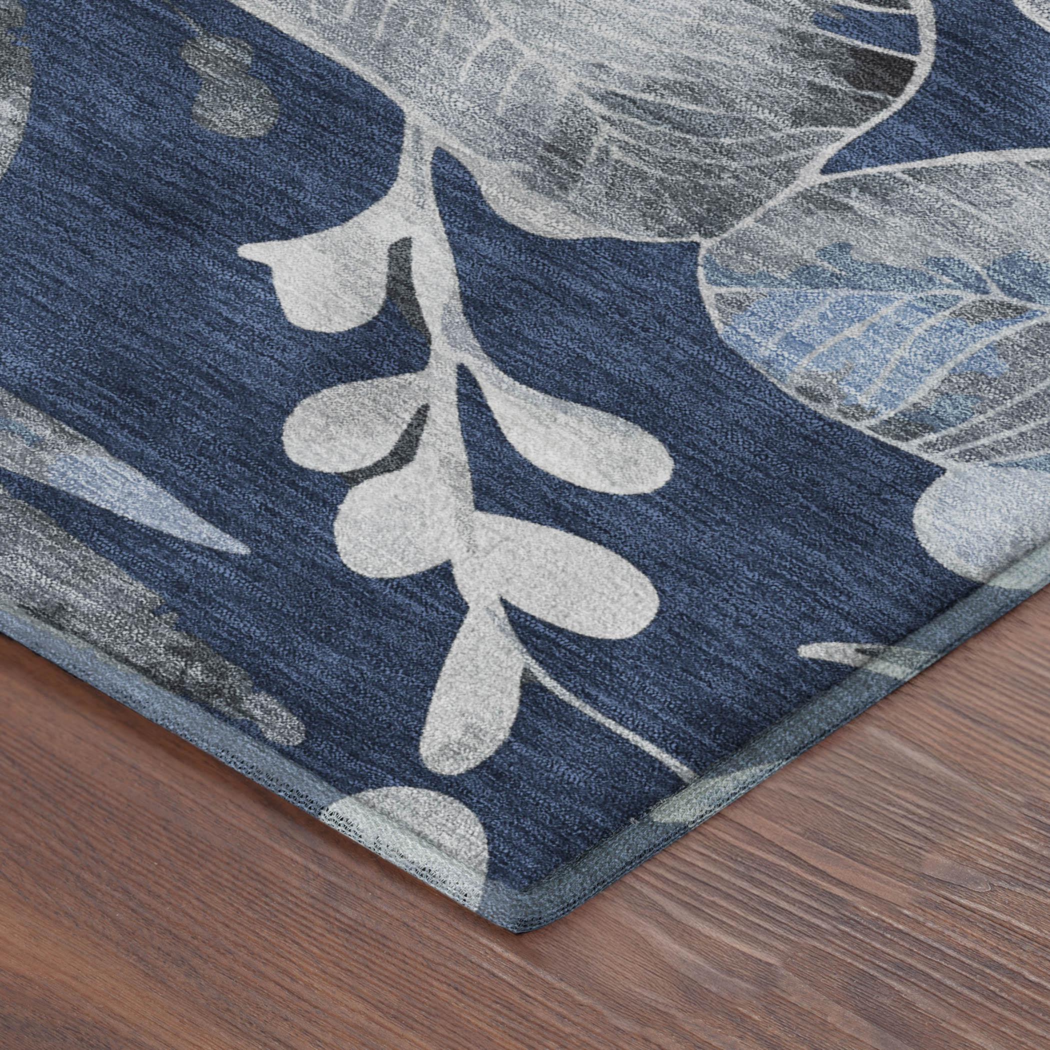 Nairobi Machine Washable Transitional Navy Blue Rug 1'8" x 2'6" #shape_Rectangle