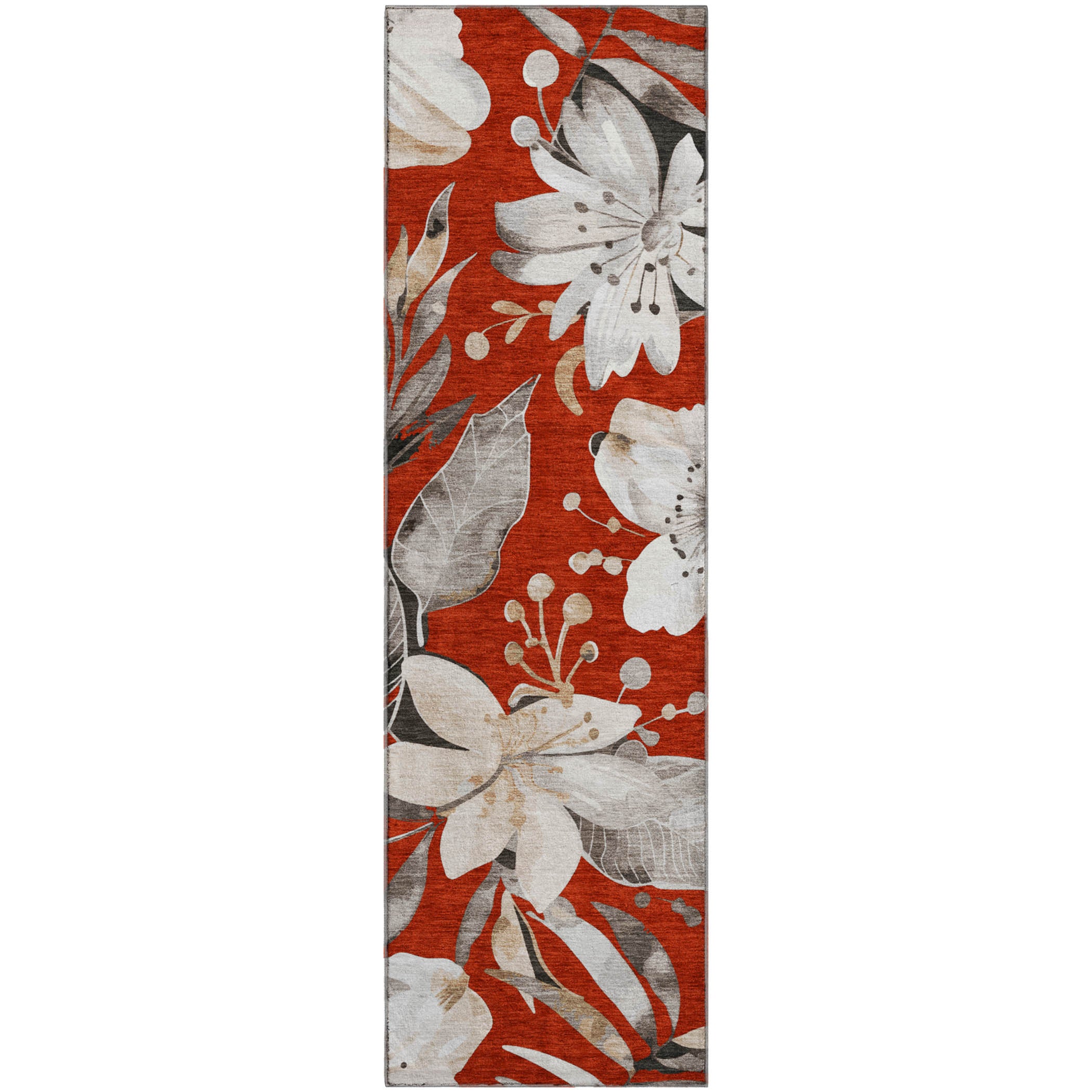 Nairobi Machine Washable Transitional Red Rug 2'3" x 7'6" #shape_Runner