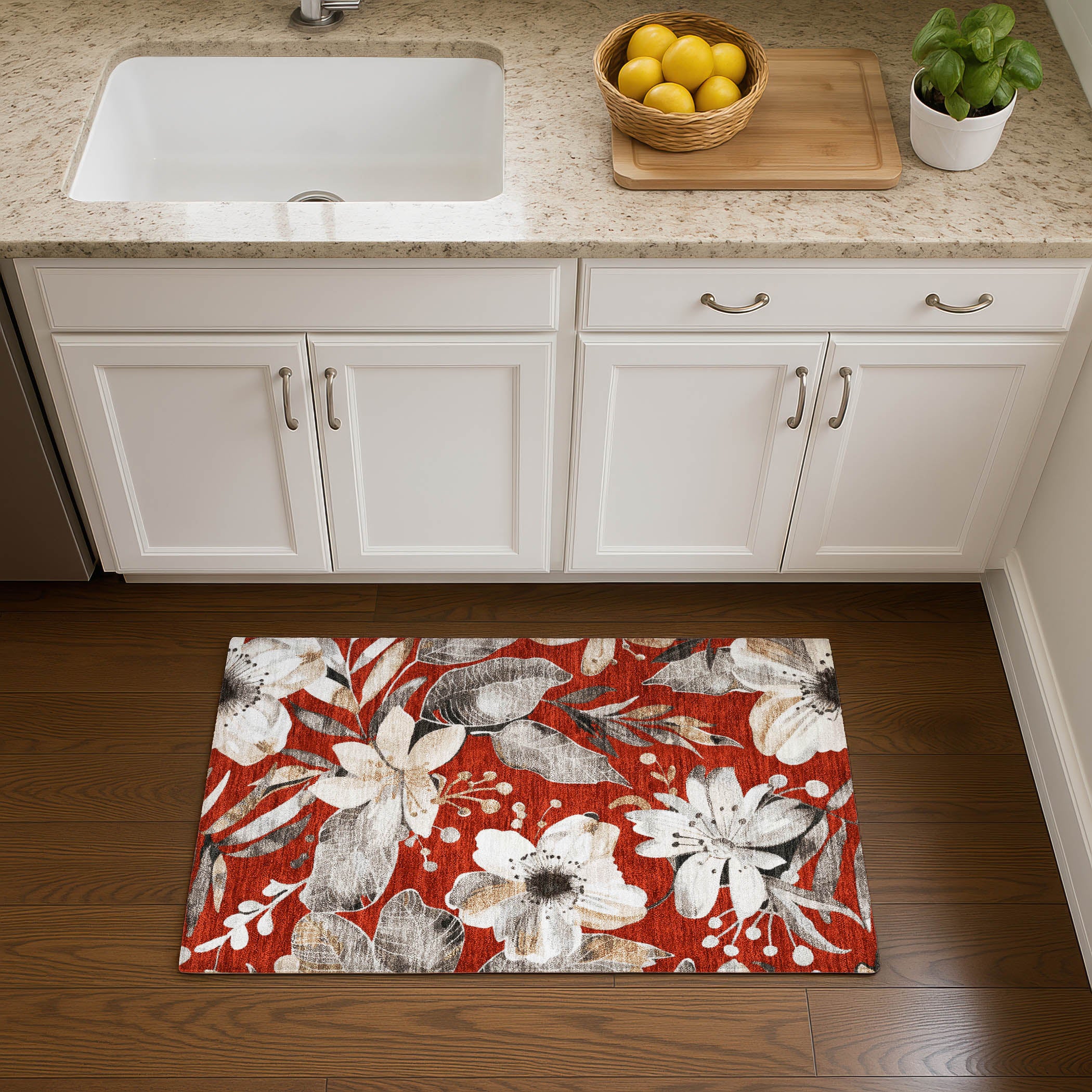 Nairobi Machine Washable Transitional Red Rug 1'8" x 2'6" #shape_Rectangle