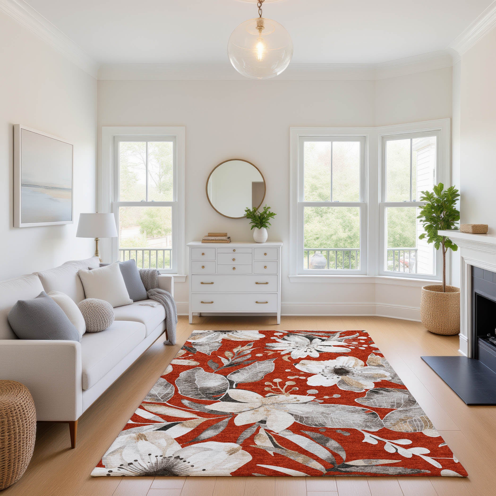 Nairobi Machine Washable Transitional Red Rug 2'6" x 3'10" #shape_Rectangle