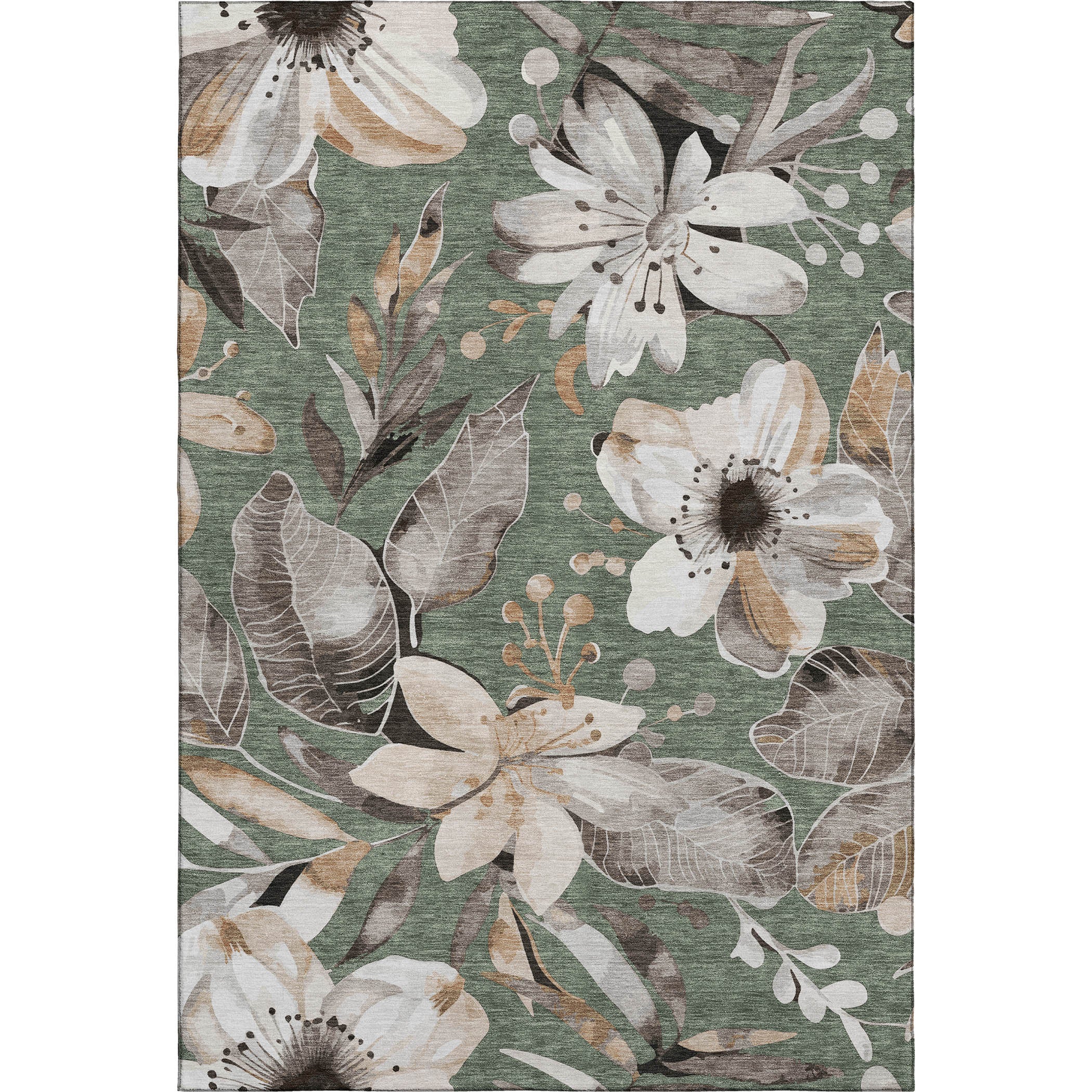 Nairobi Machine Washable Transitional Sage Green Rug 2'6" x 3'10" #shape_Rectangle