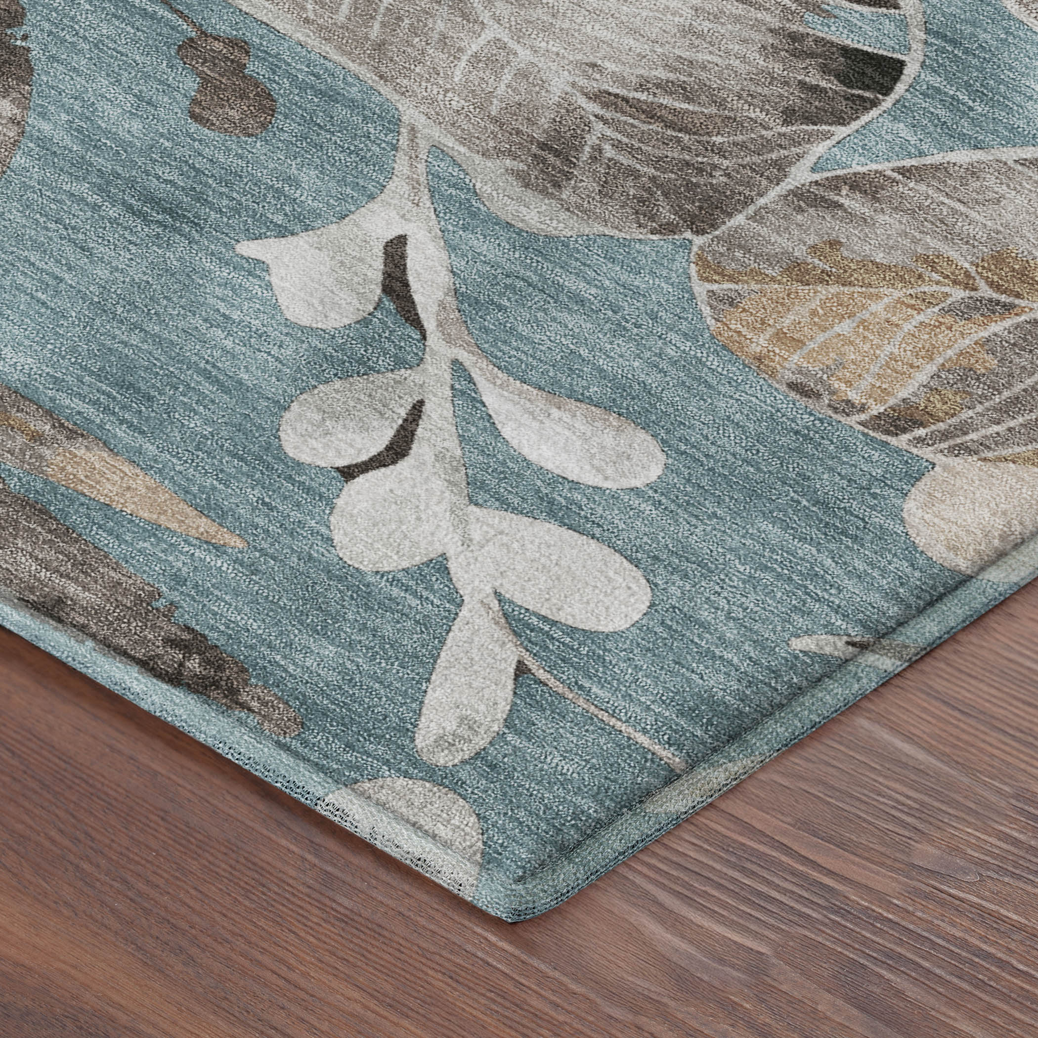 Nairobi Machine Washable Transitional Teal Rug 1'8" x 2'6" #shape_Rectangle