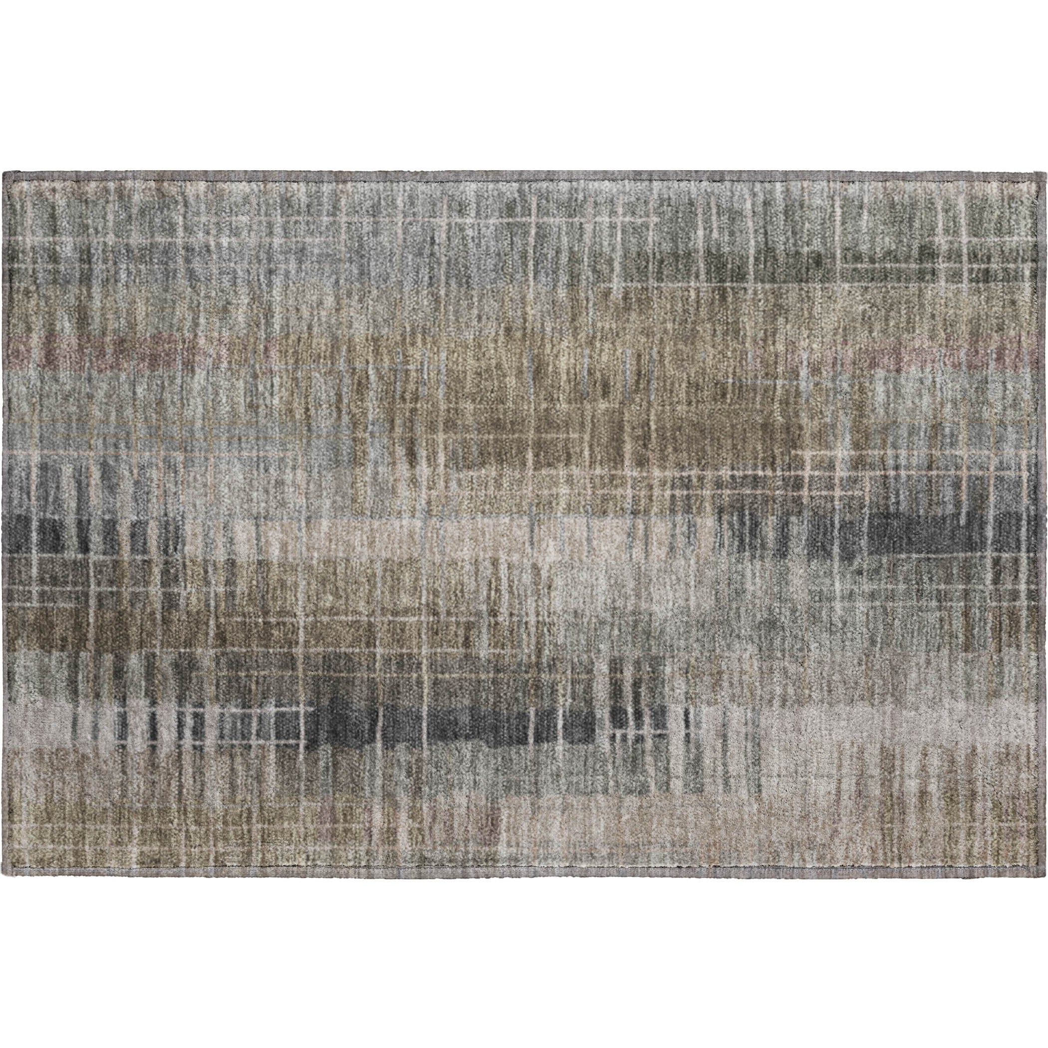 Seoul Machine Washable Transitional Brown Rug 1'8" x 2'6" #shape_Rectangle