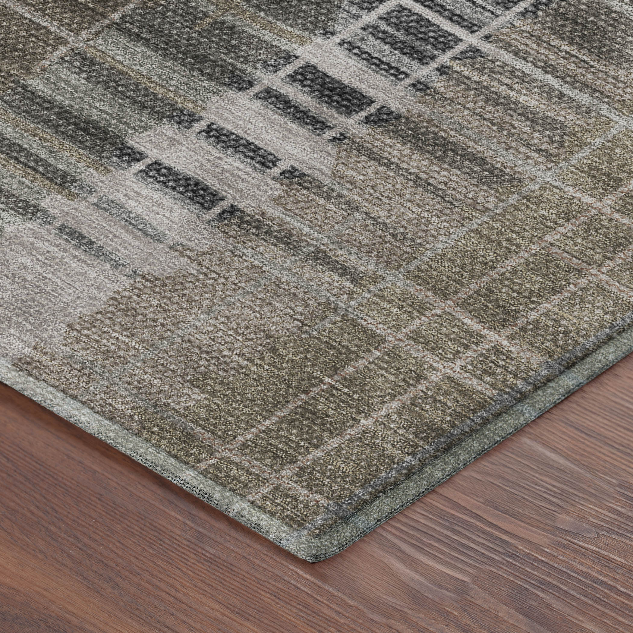 Seoul Machine Washable Transitional Brown Rug 1'8" x 2'6" #shape_Rectangle