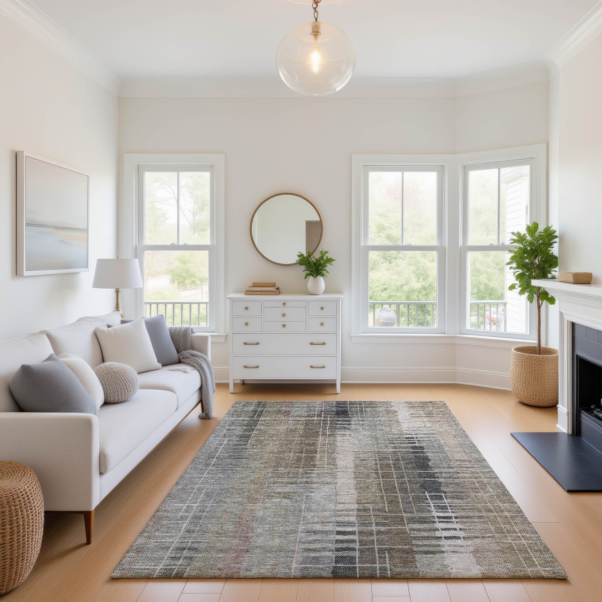 Seoul Machine Washable Transitional Brown Rug 2'6" x 3'10" #shape_Rectangle