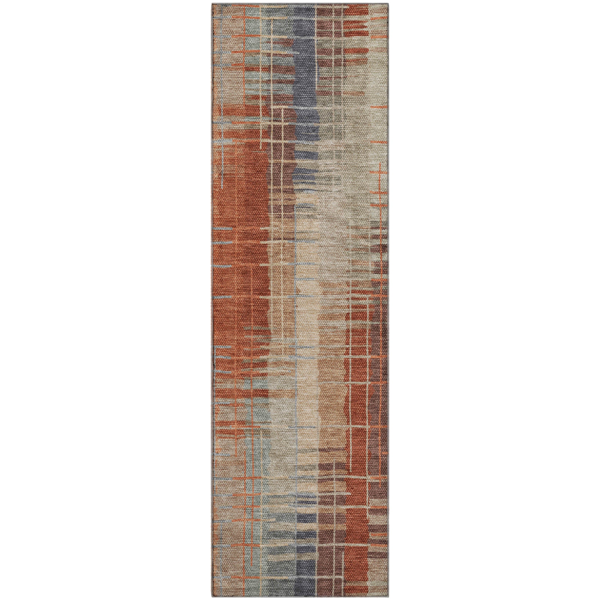 Seoul Machine Washable Transitional Khaki Brown Rug 2'3" x 7'6" #shape_Runner
