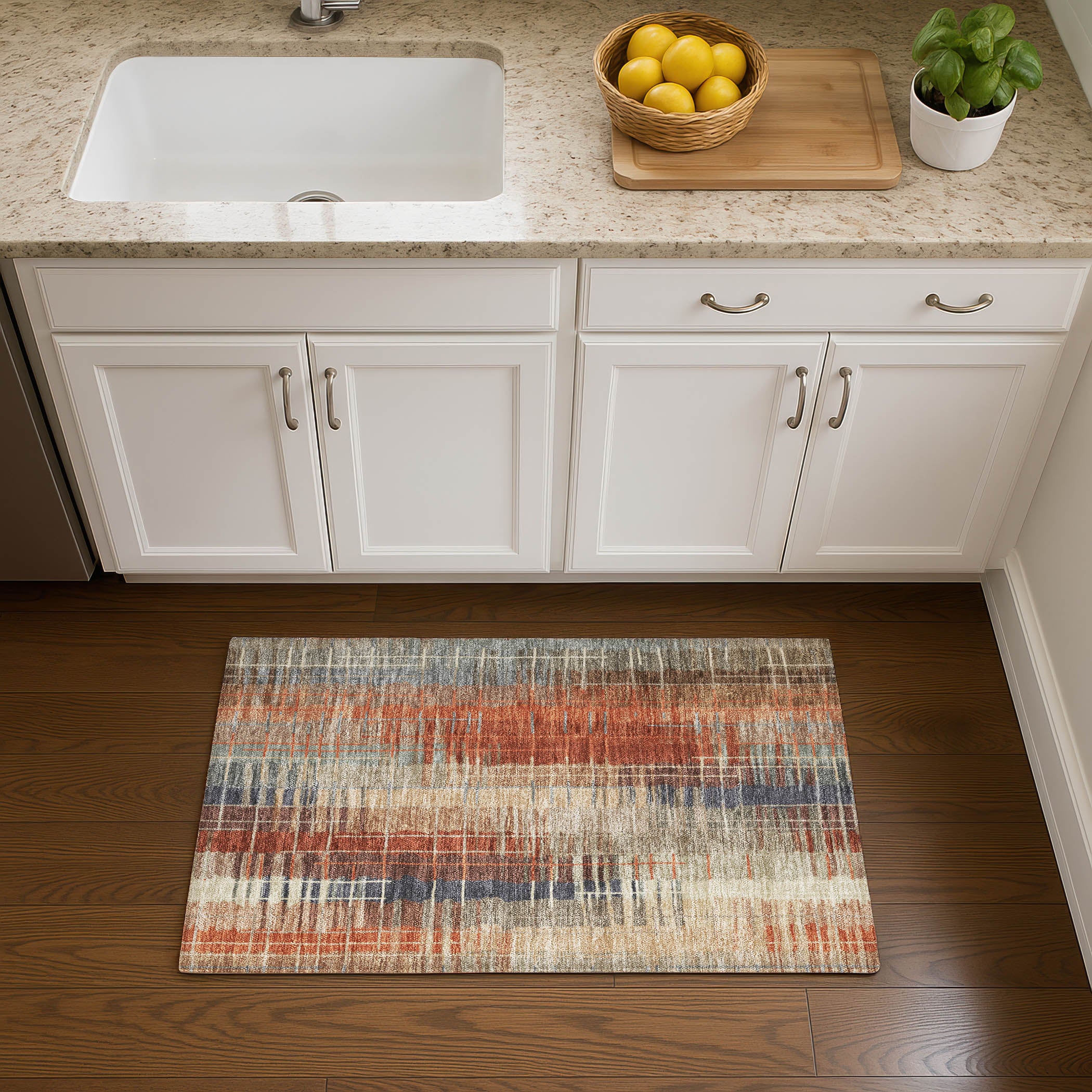 Seoul Machine Washable Transitional Khaki Brown Rug 1'8" x 2'6" #shape_Rectangle