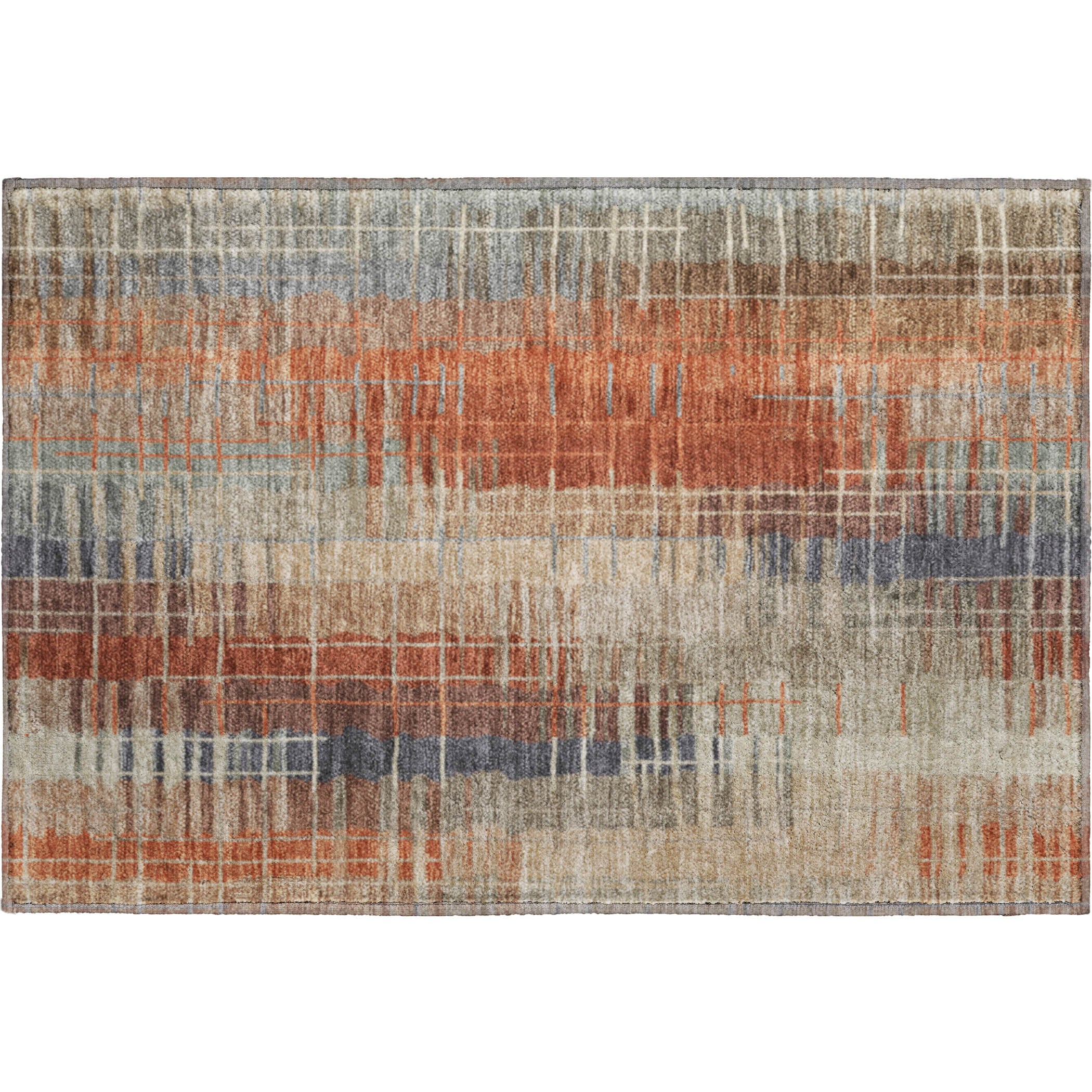 Seoul Machine Washable Transitional Khaki Brown Rug 1'8" x 2'6" #shape_Rectangle