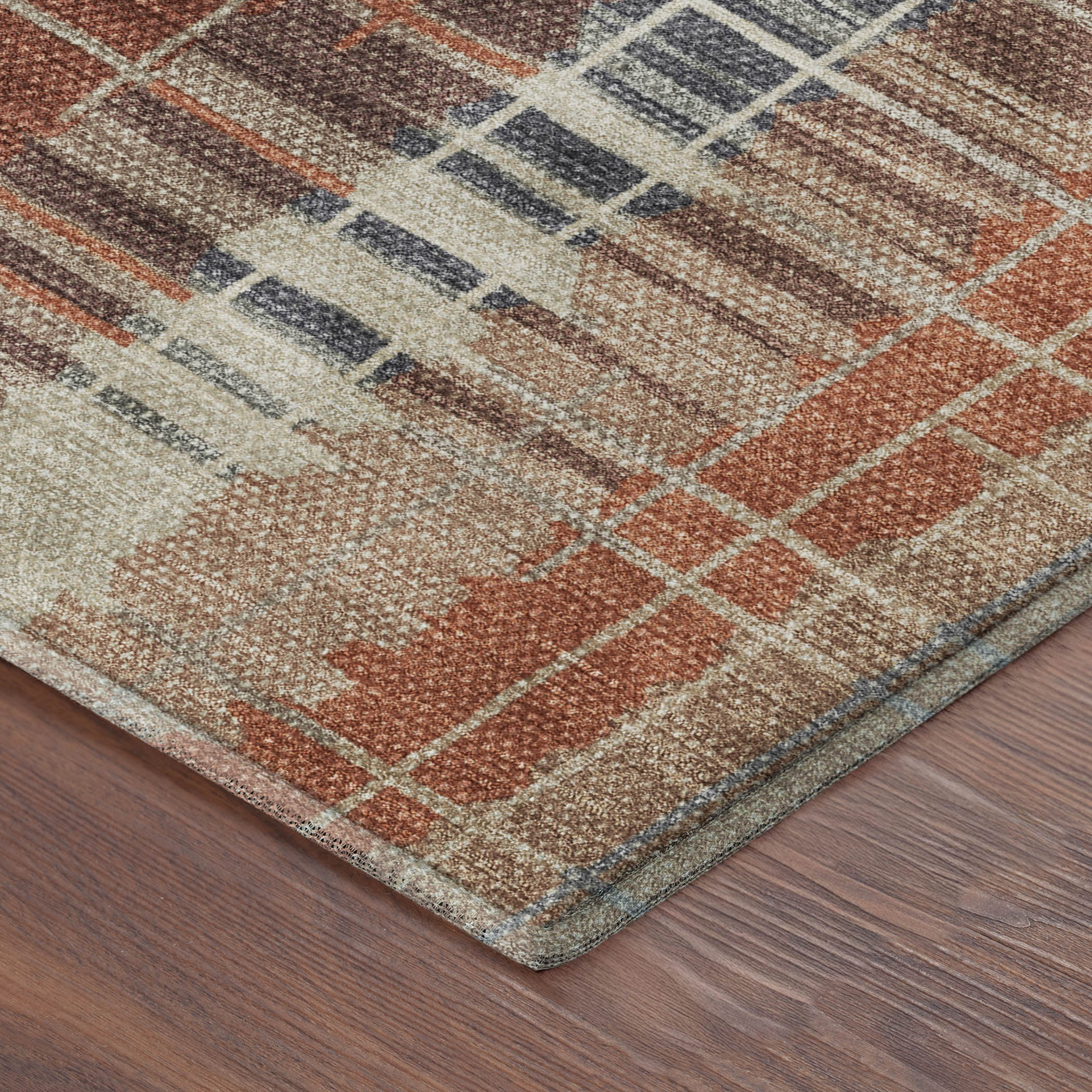 Seoul Machine Washable Transitional Khaki Brown Rug 1'8" x 2'6" #shape_Rectangle