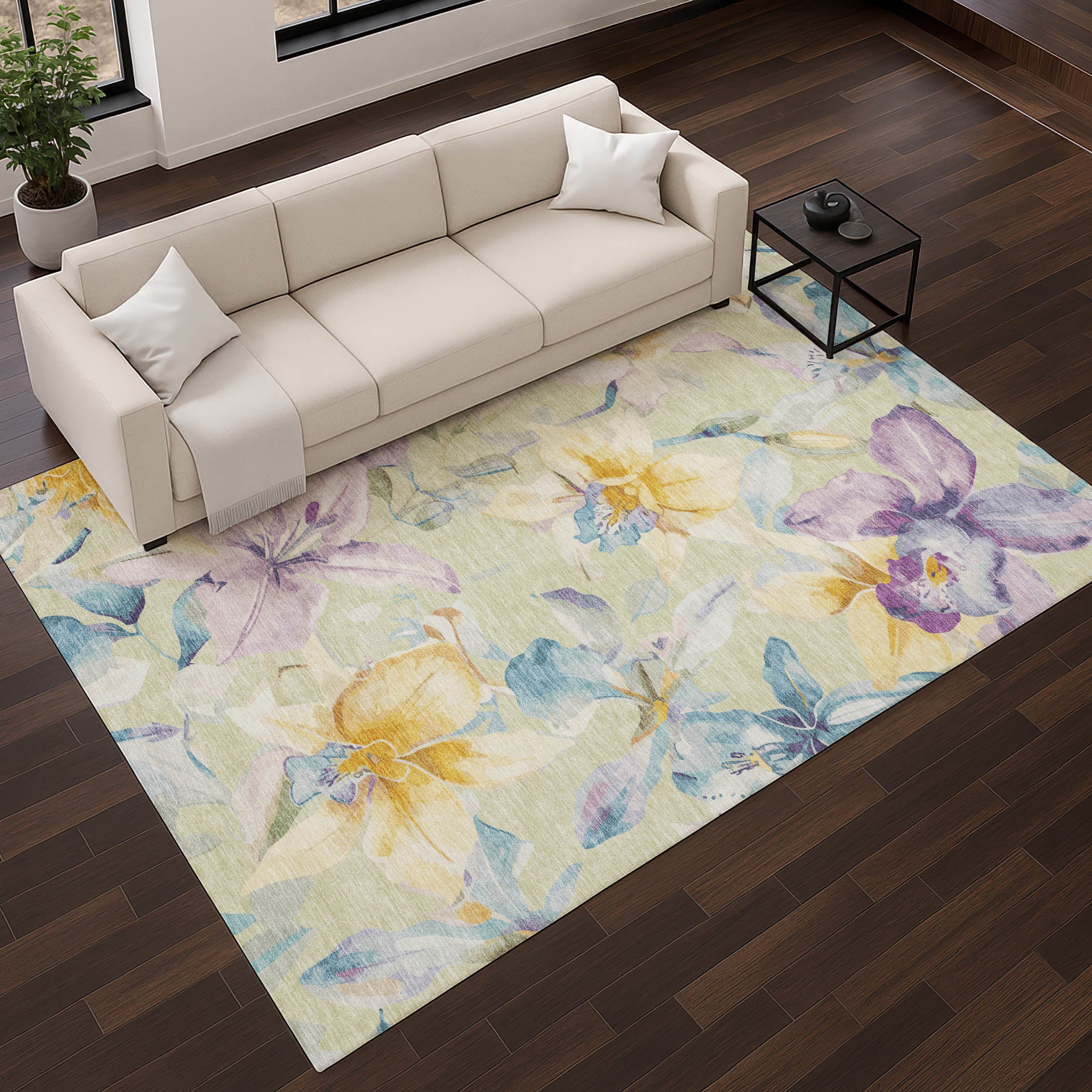 Lima Machine Washable Transitional Aloe Green Rug 2'6" x 3'10" #shape_Rectangle