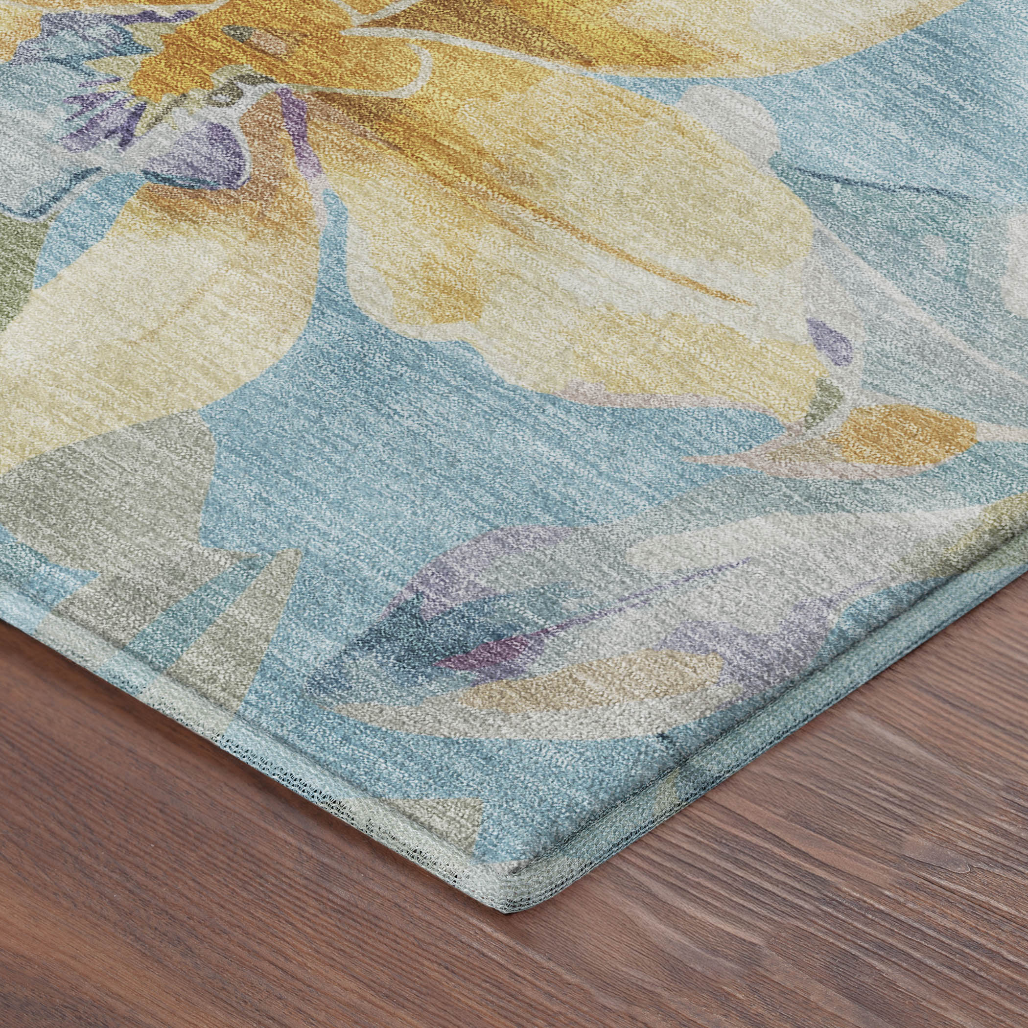 Lima Machine Washable Transitional Aqua Teal Rug 1'8" x 2'6" #shape_Rectangle