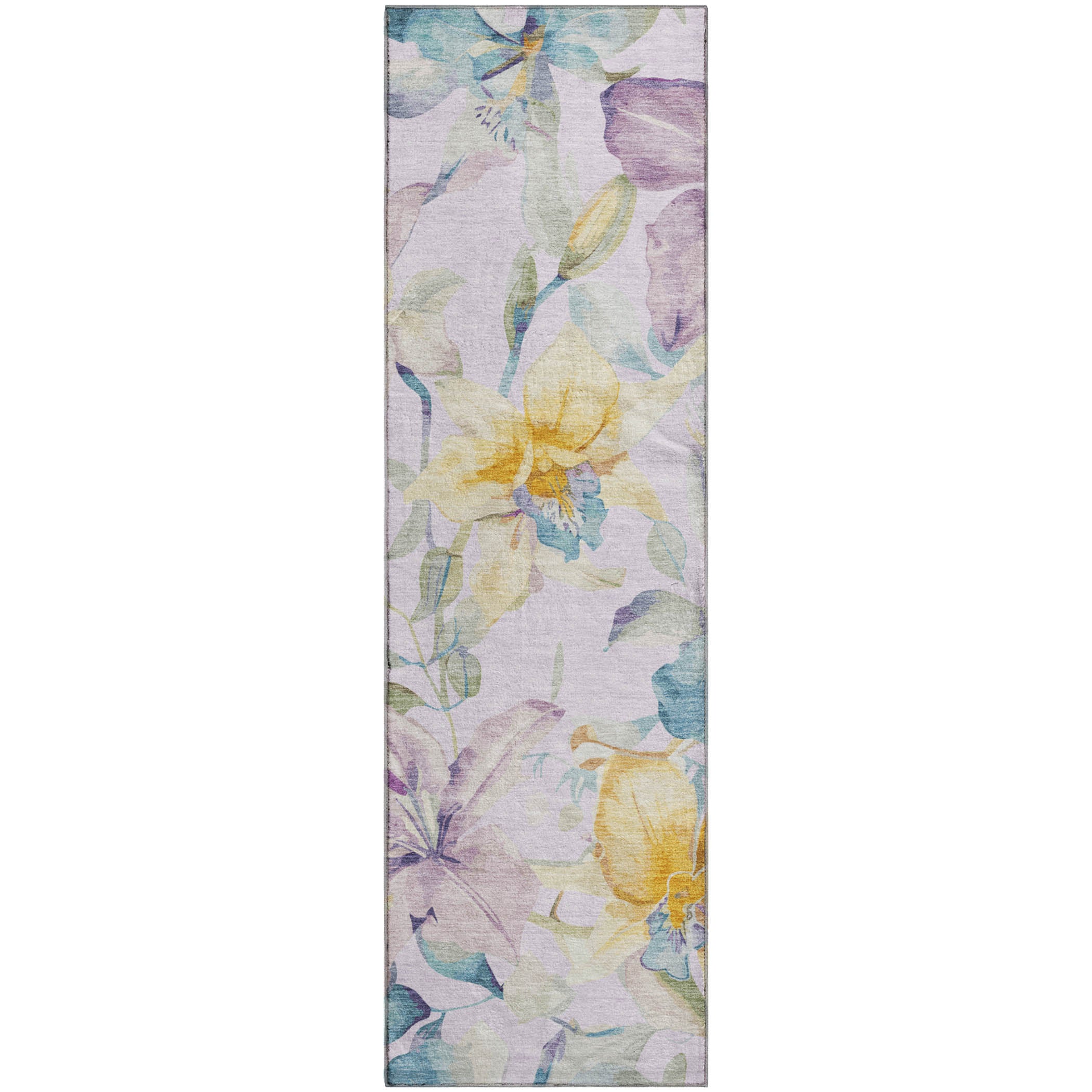 Lima Machine Washable Transitional Lavender Purple Rug 2'3" x 7'6" #shape_Runner