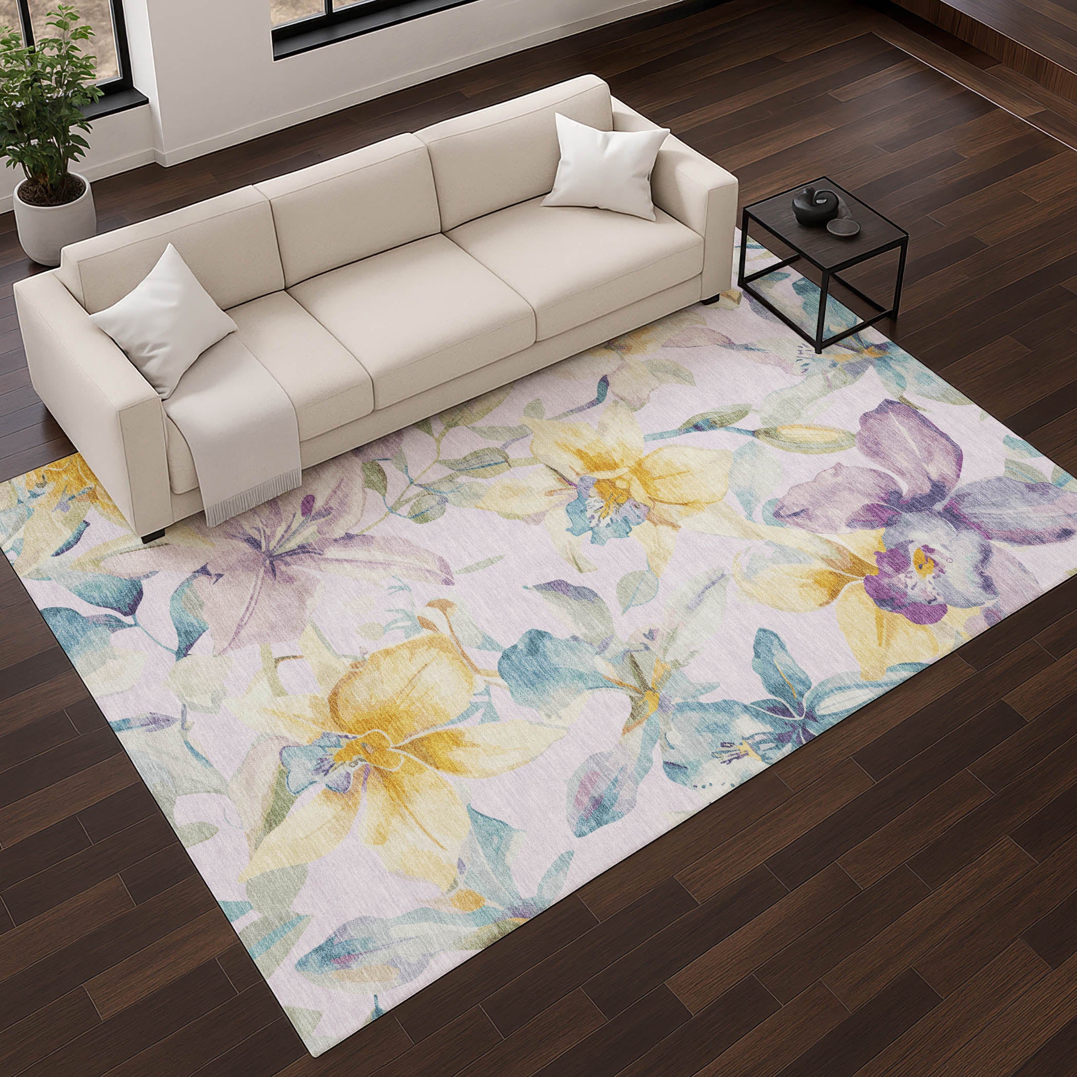 Lima Machine Washable Transitional Lavender Purple Rug 2'6" x 3'10" #shape_Rectangle