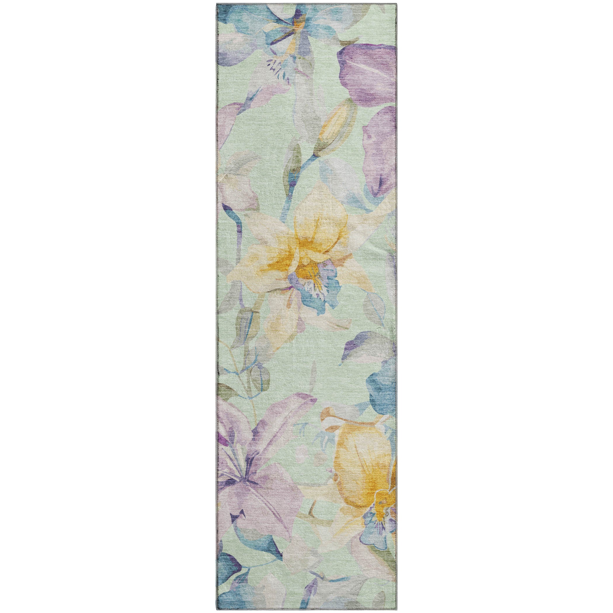 Lima Machine Washable Transitional Mint Green Rug 2'3" x 7'6" #shape_Runner