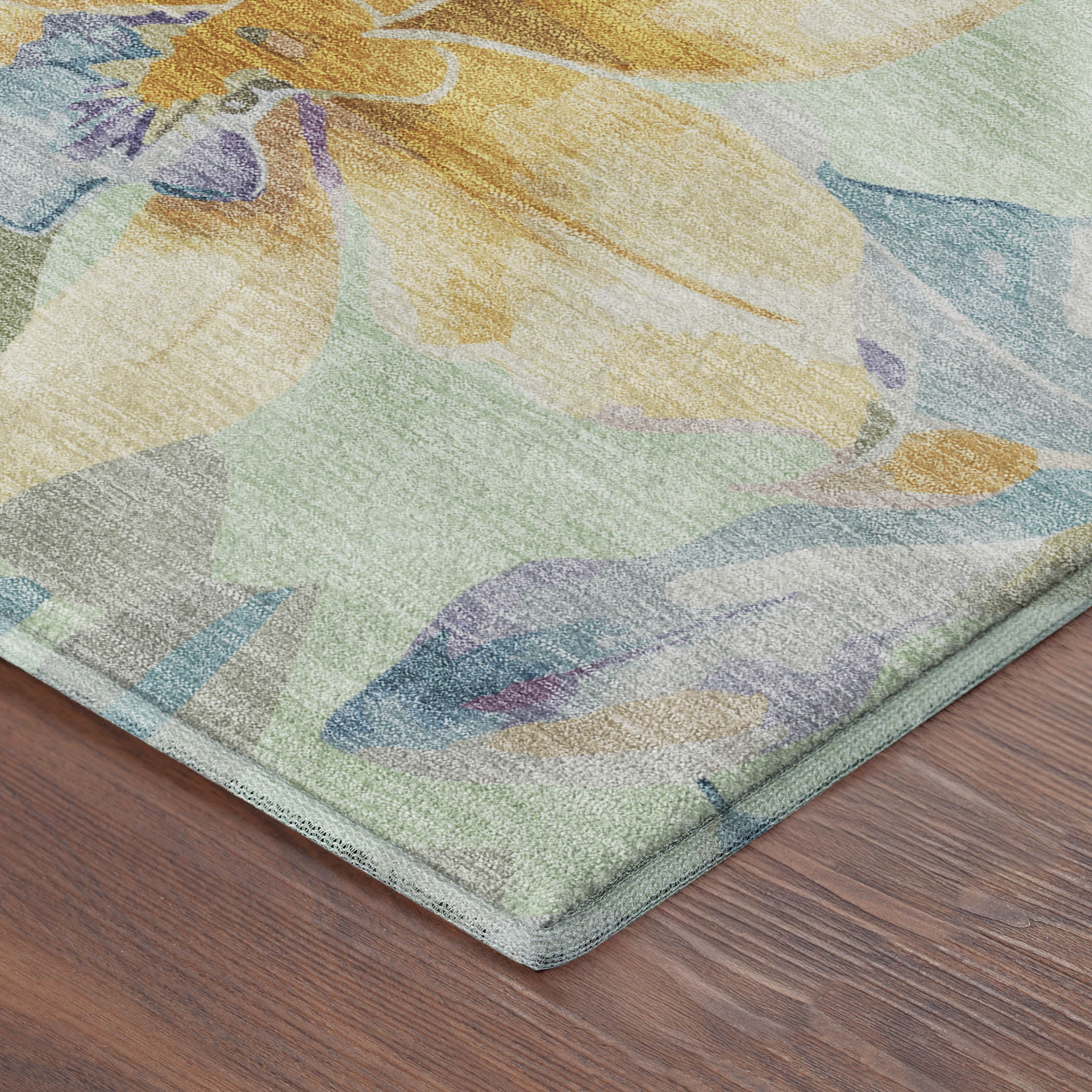 Lima Machine Washable Transitional Mint Green Rug 1'8" x 2'6" #shape_Rectangle