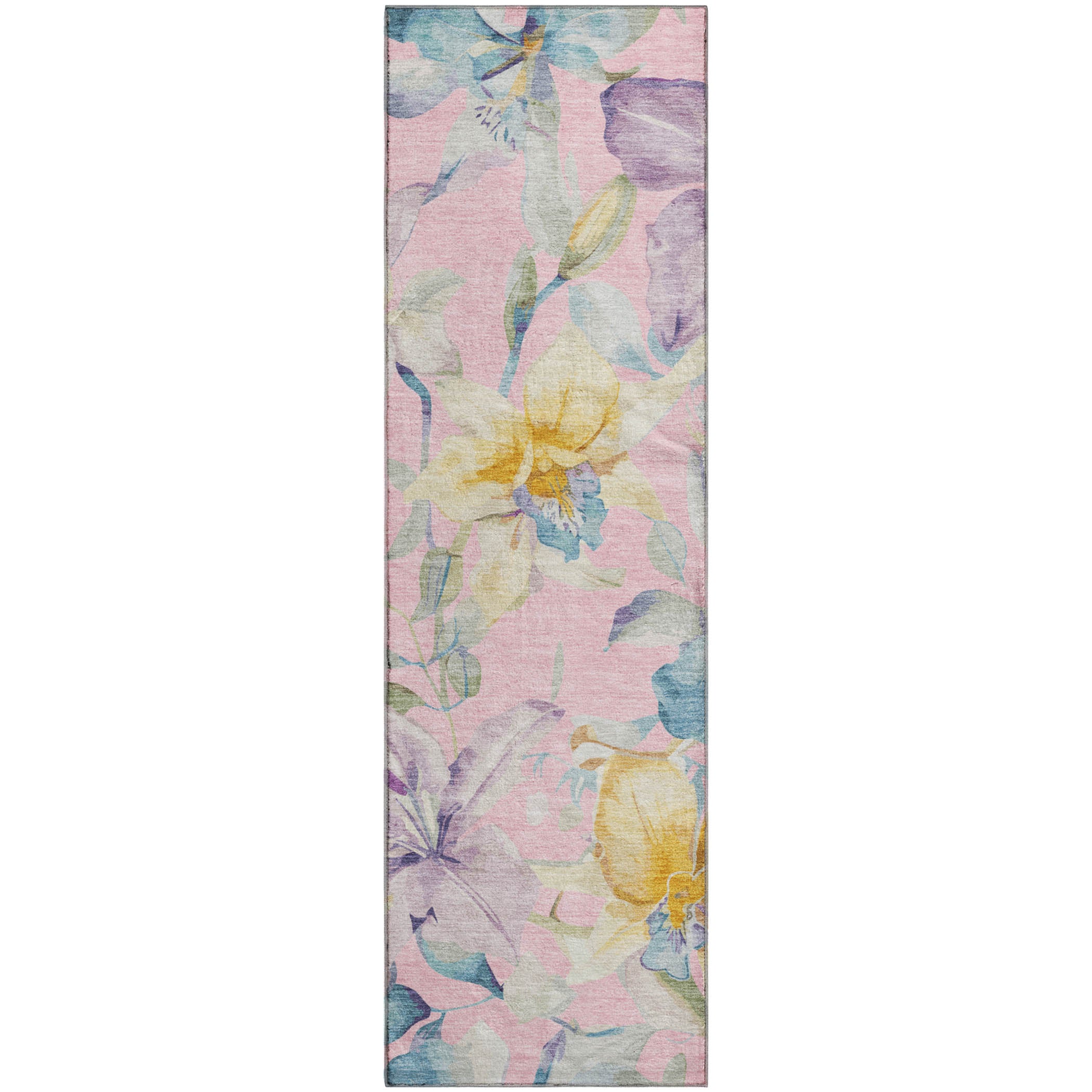 Lima Machine Washable Transitional Pink Rug 2'3" x 7'6" #shape_Runner