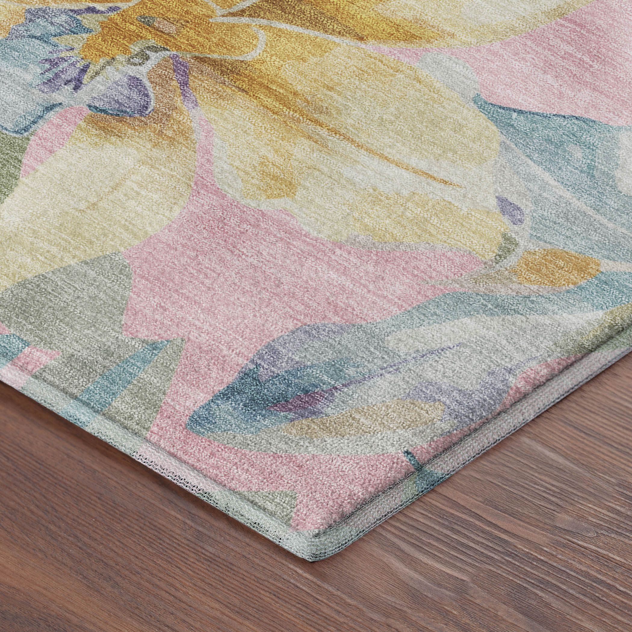 Lima Machine Washable Transitional Pink Rug 1'8" x 2'6" #shape_Rectangle