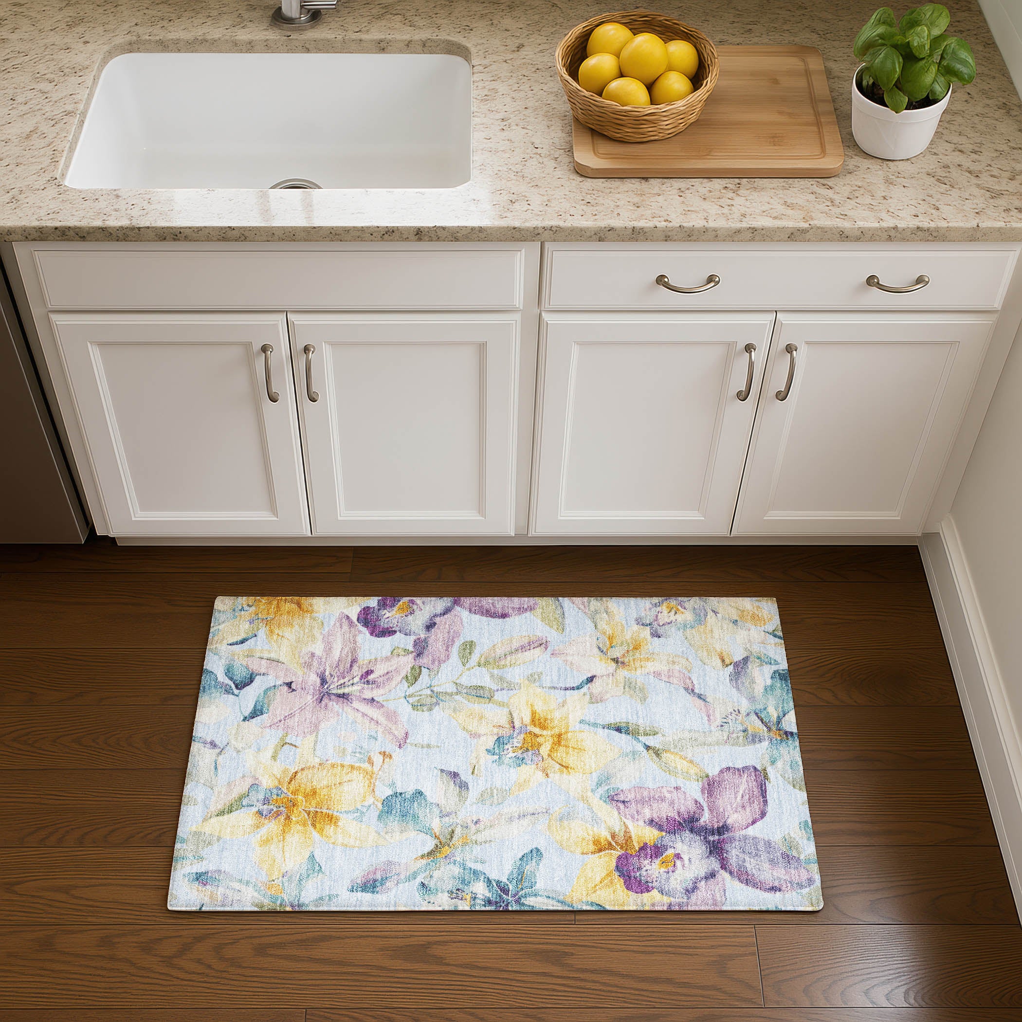 Lima Machine Washable Transitional Sky Blue Rug 1'8" x 2'6" #shape_Rectangle